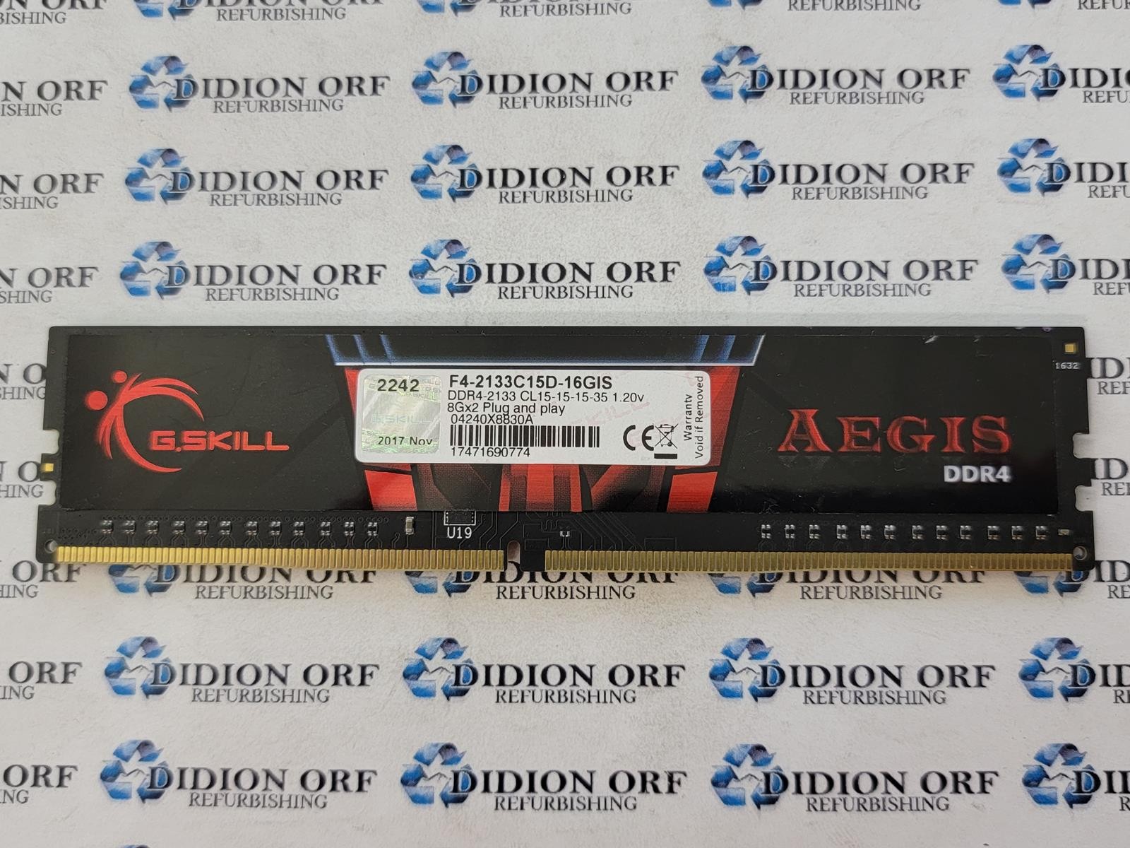 G.SKILL AEGIS 8 GB DDR4 DESKTOP RAM PC4-17000 1Rx8 F4-2133C15D-16GIS SKU 23921