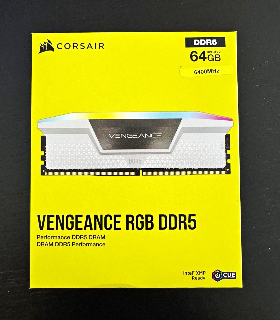 Corsair Vengeance RGB DDR5 64GB (2x32GB) 6400 DIMM Intel XMP CMH64GX5M2N6400C32W