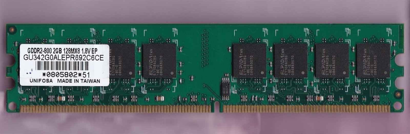 2GB 1x2GB PC2-6400 DDR2-800 UNIFOSA GU342G0ALEPR692C6CE DESKTOP RAM MEMORY STICK