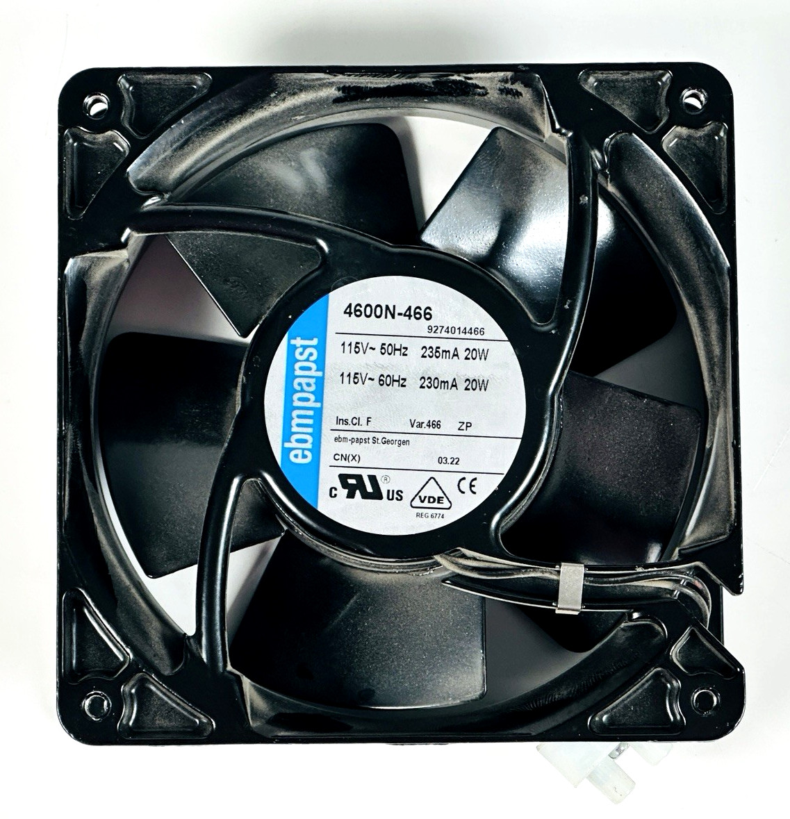 GENUINE Ebm-Papst 4600N-466 AC Axial Fan 115V 50/60Hz 119mm 20W 105.9 CFM