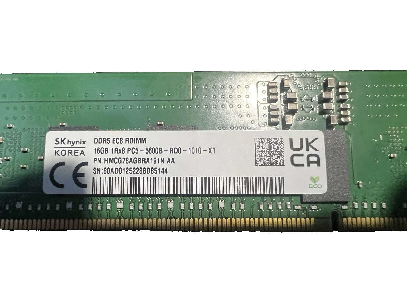 SK Hynix 16GB 1Rx8 PC5 5600B EC8 RDIMM Modules DDR5 HMCG78AGBRA191N AA PC5-44800