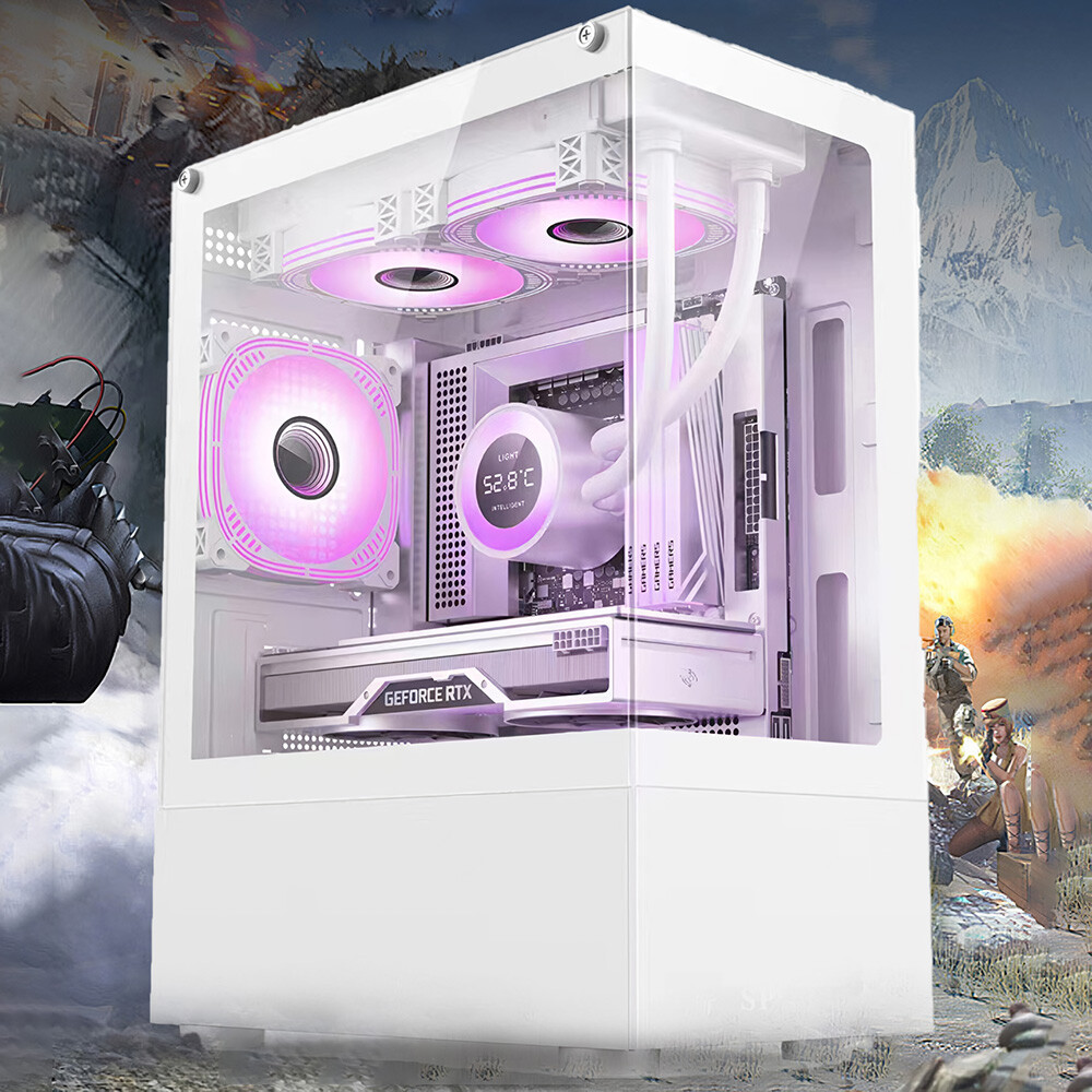 2024 Micro ATX Gaming Glass Panel Computer PC Case AMD Intel Mid-Tower M-ATX ITX
