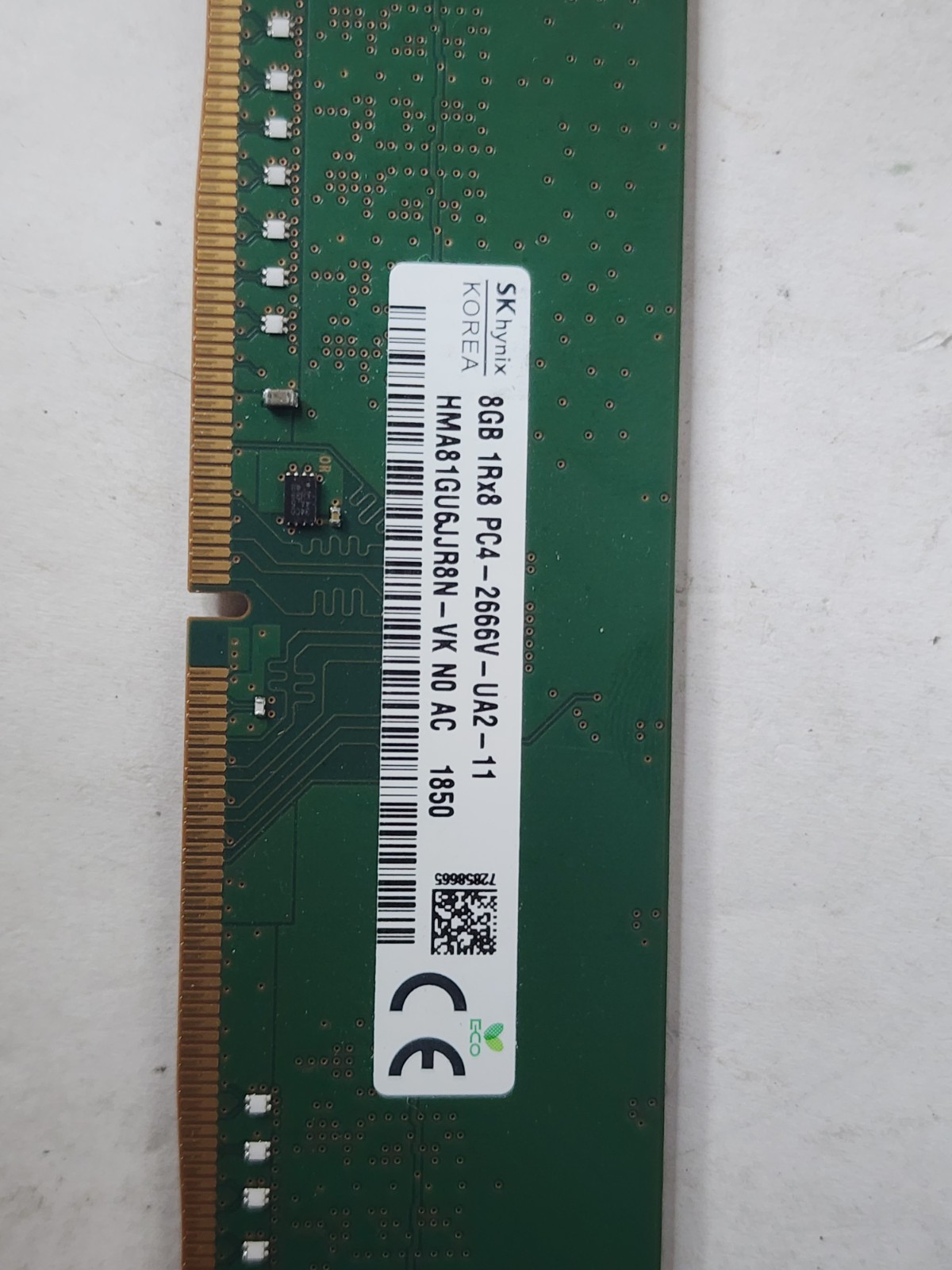 SK Hynix 8GB 1Rx8 PC4-2666V-UA2-11 HMA81GU6JJR8N-VK Desktop RAM Memory
