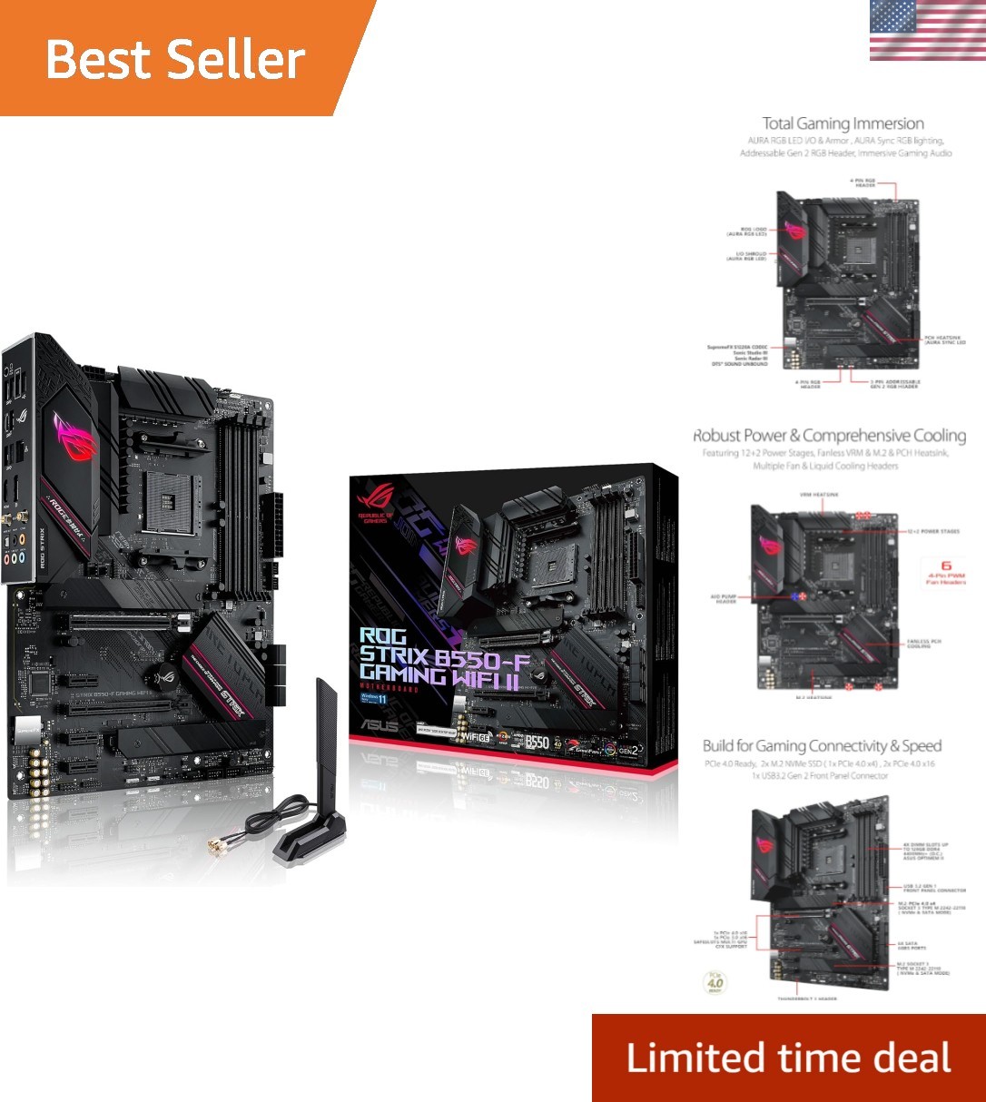 ROG Strix B550-F GAMING WIFI II: Advanced 3rd Gen Ryzen Compatible ATX Board