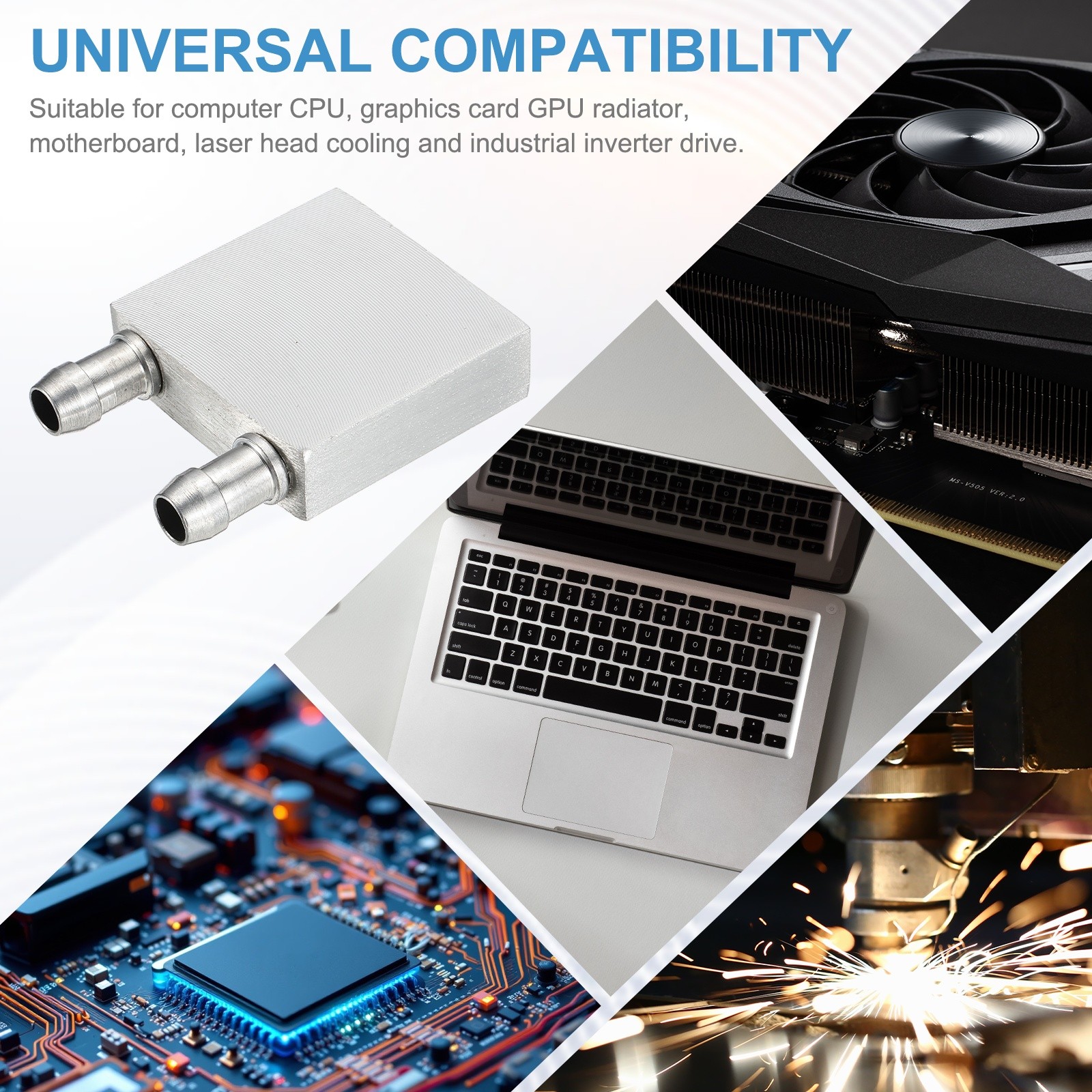 1SET Aluminum Water Cooling Block 40×40/80/120/160x12mm Liquid Cooler, Silver