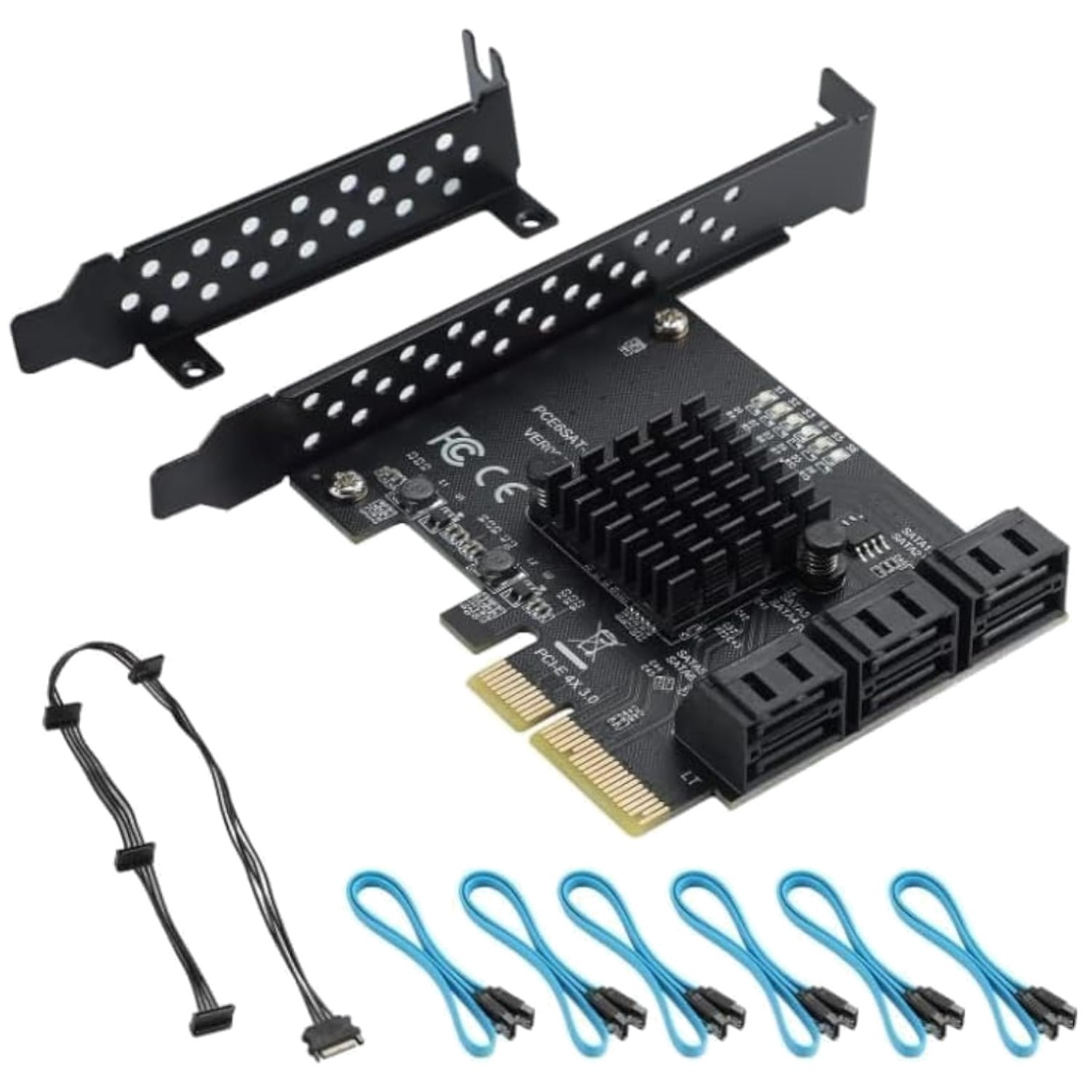 6-Port PCI-E SATA Controller w/ 6 SATA Cables
