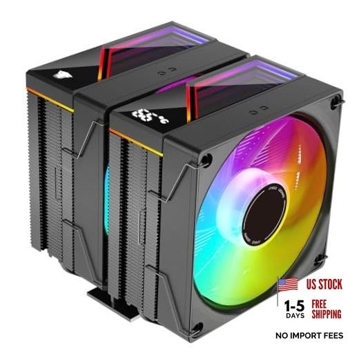 KF620-DGT CPU Air Cooler, Dual ARGB PWM Fans, 6 Heat Pipes, Digital Black
