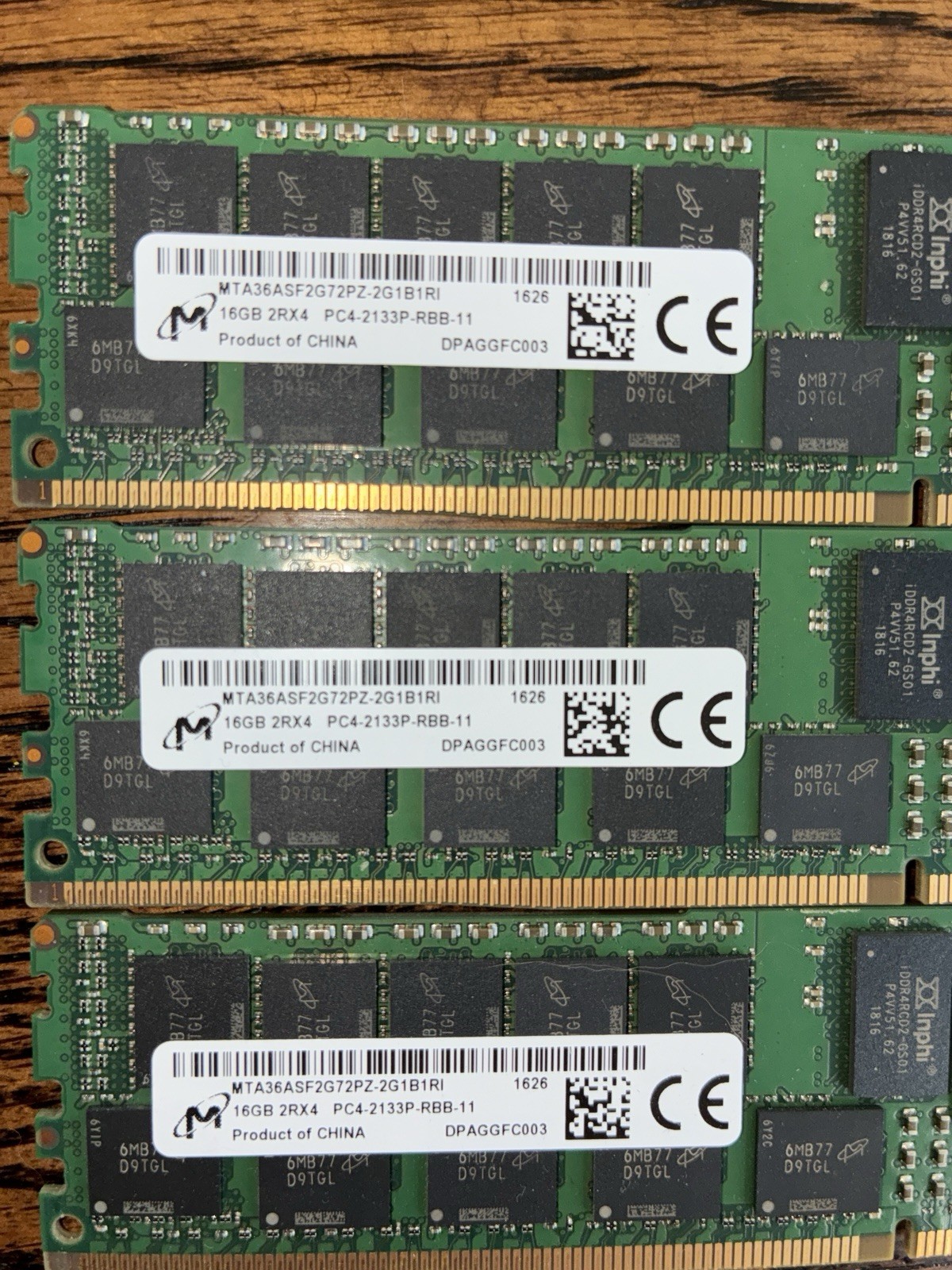 DDR4 Server Memory Micron 48GB (3x16GB) 2Rx4 PC4-2133P RAM Lot of 3