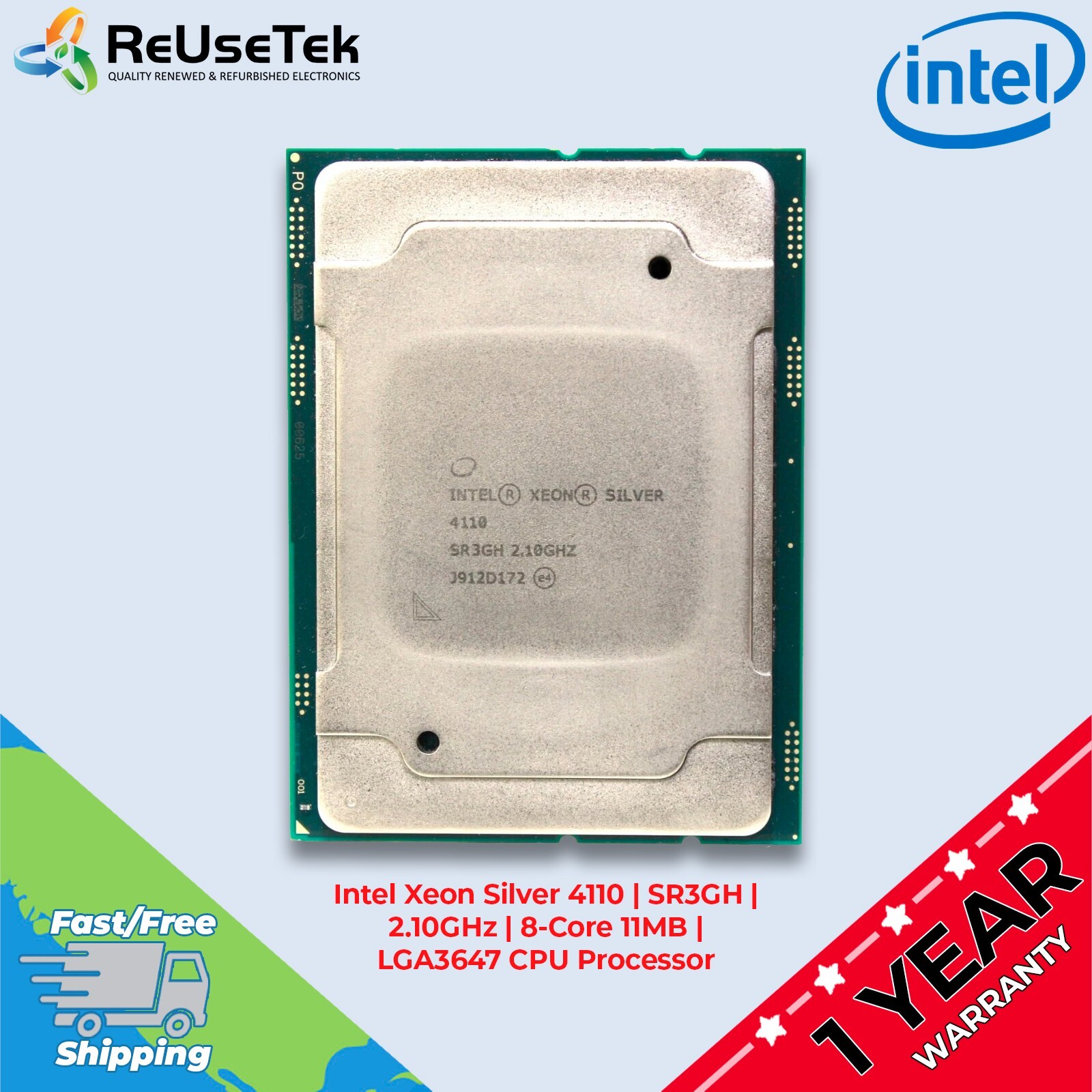 Intel Xeon Silver 4110 | SR3GH | 2.10GHz | 8-Core 11MB | LGA3647 CPU Processor