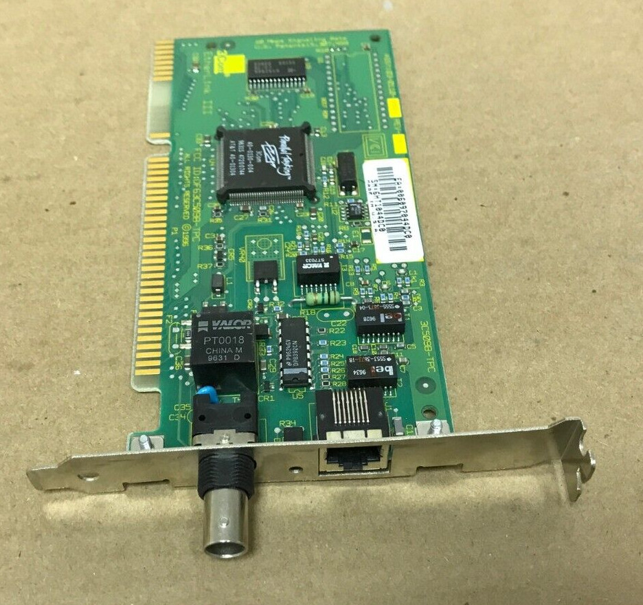 VINTAGE 3COM ETHERLINK III 3C509B-TPC ETHERNET Card with RJ45 , COAX