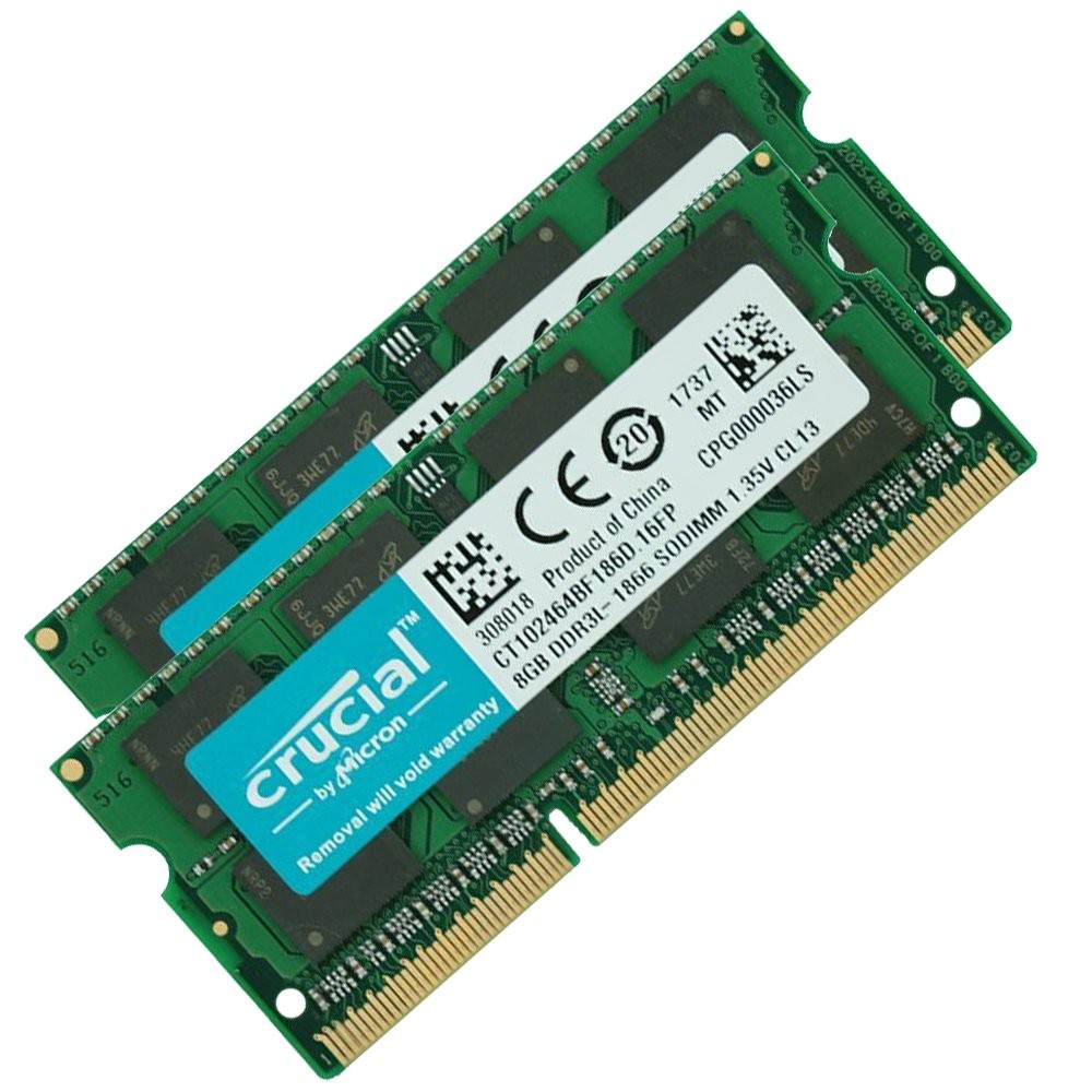 Crucial 16GB kit 2x 8GB DDR3L1866 PC3L-14900S 1.35V Laptop Notebook Memory RAM