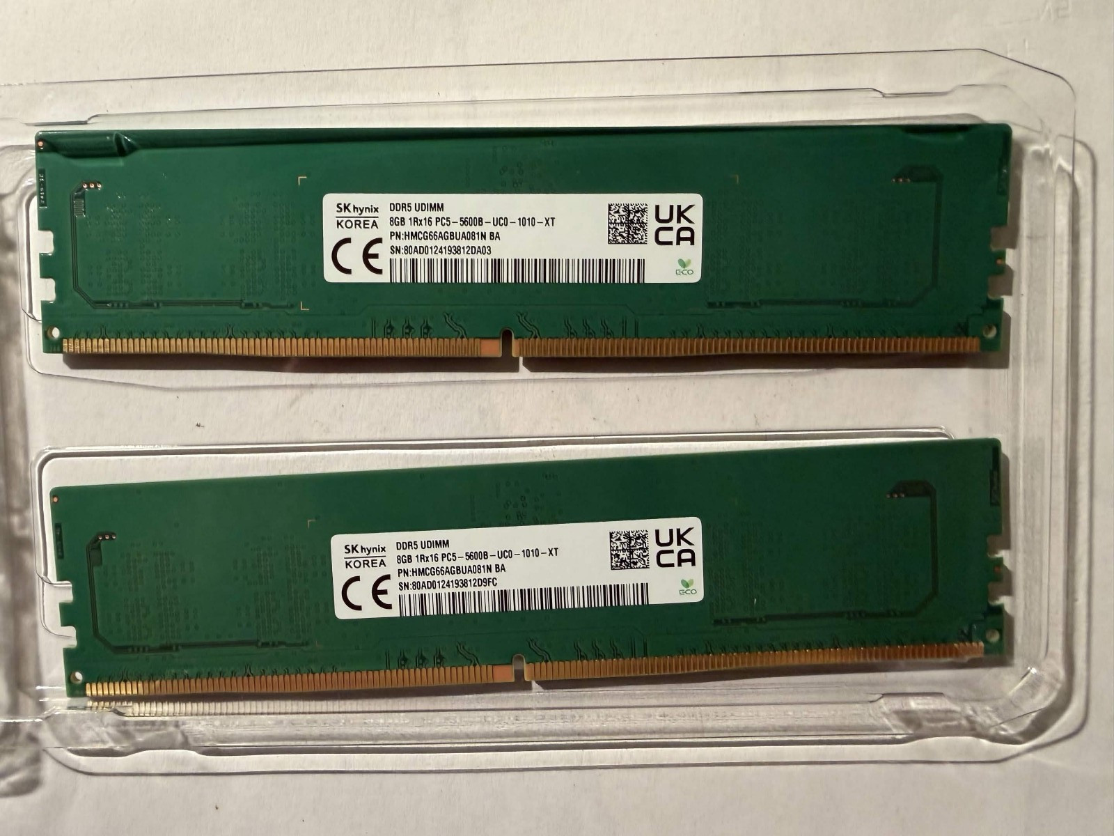 SK hynix 16GB Kit 2x8GB DDR5-5600 PC5-44800 UDIMM Desktop RAM HMCG66AGBUA081N BA