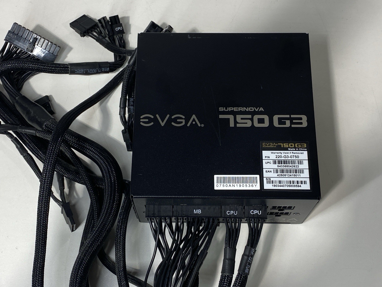 EVGA SuperNova 750 G3 Power Supply PSU 80Plus Gold 750W Fully Modular w/ Cables