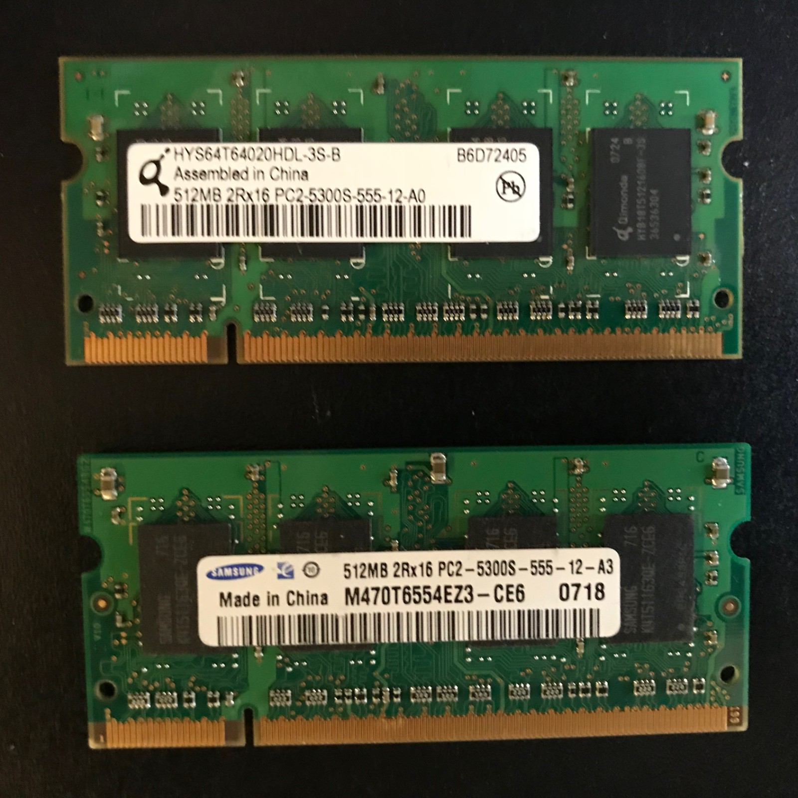 Samsung / Generic 2 X 512 mb PC2 – 5300 RAM / Memory