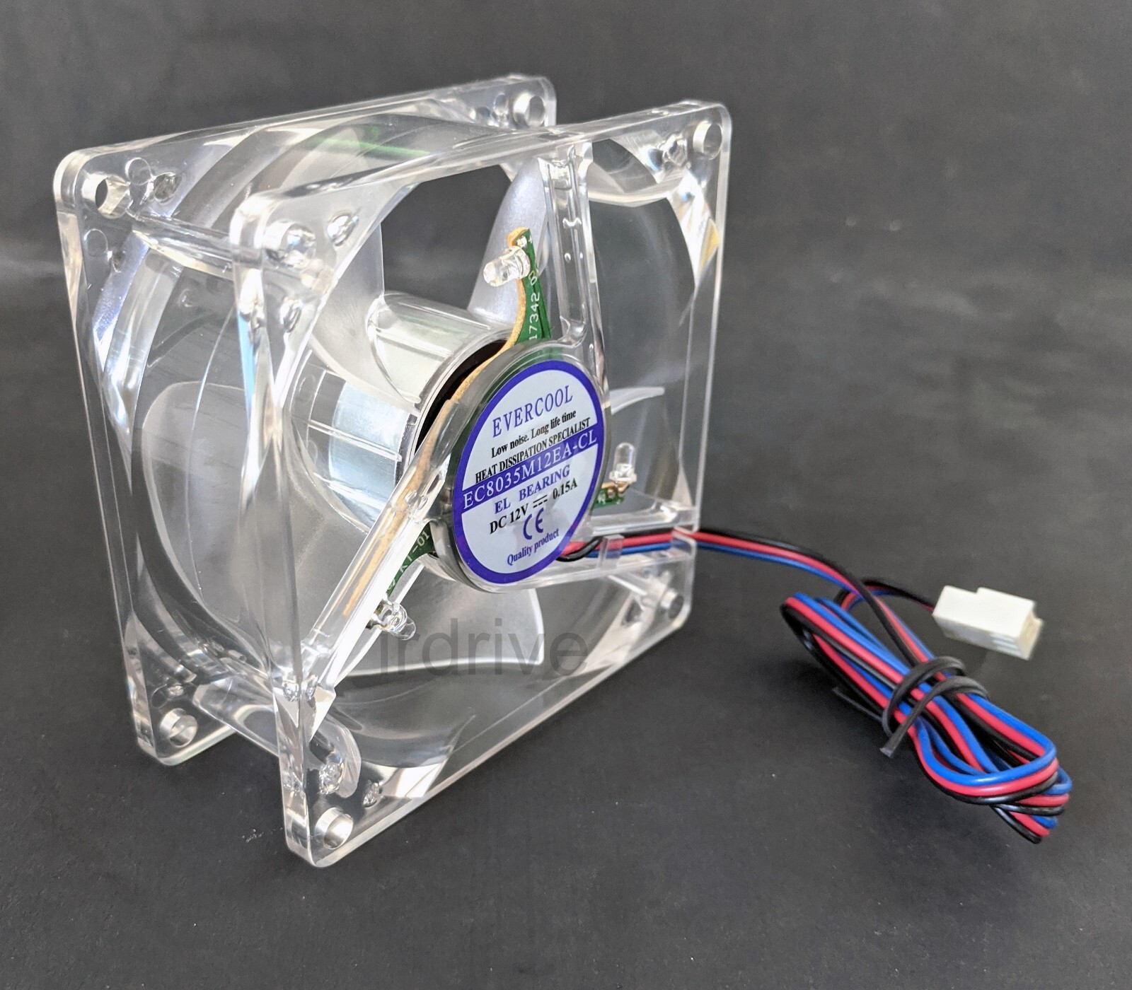 NEW Evercool Crystal 80mm x35mm Green LED PC Case Cooling Fan + UV Sensitive Pad