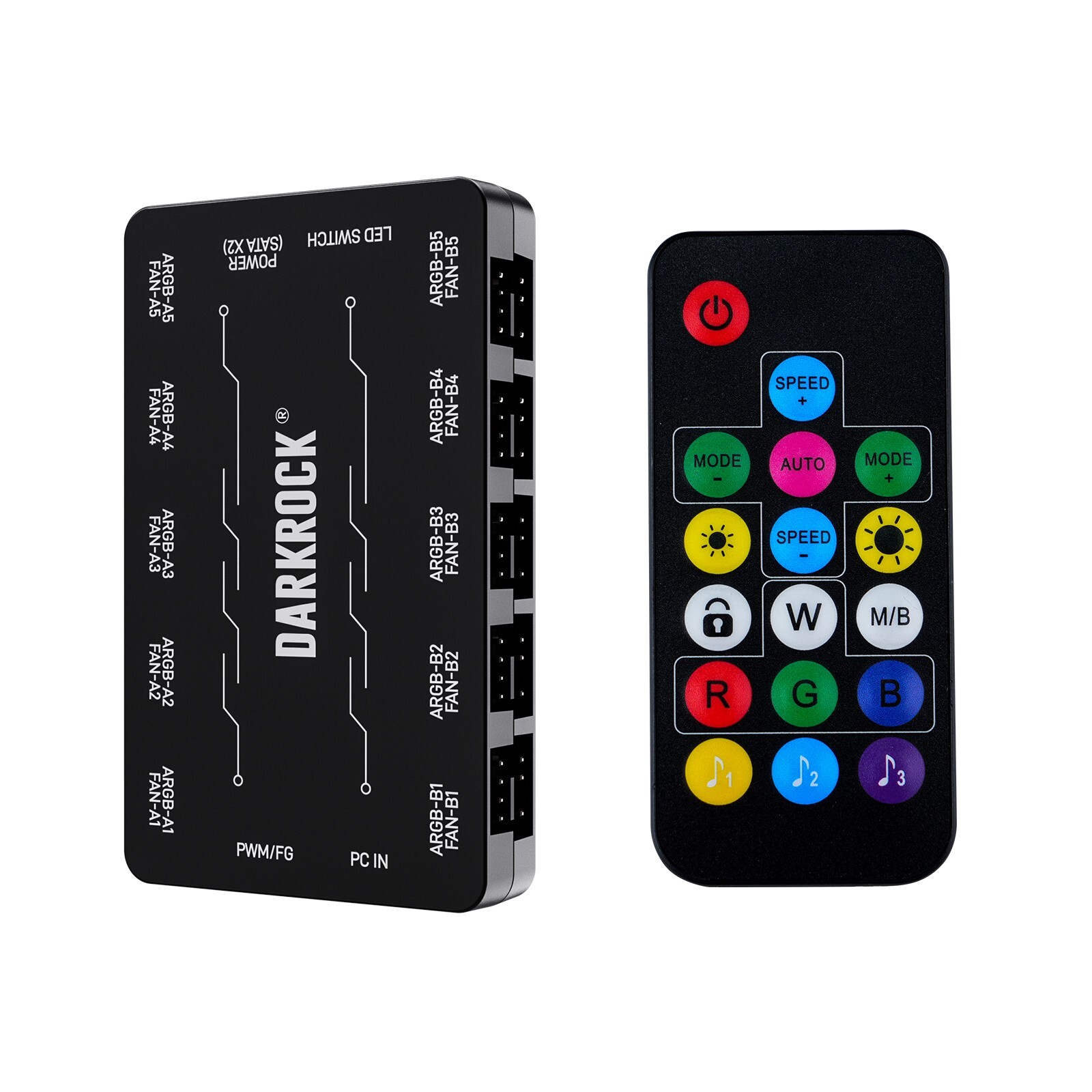 DARKROCK 20-Port Hub – 10xPWM & 10xARGB Control w/Remote & SATA Power