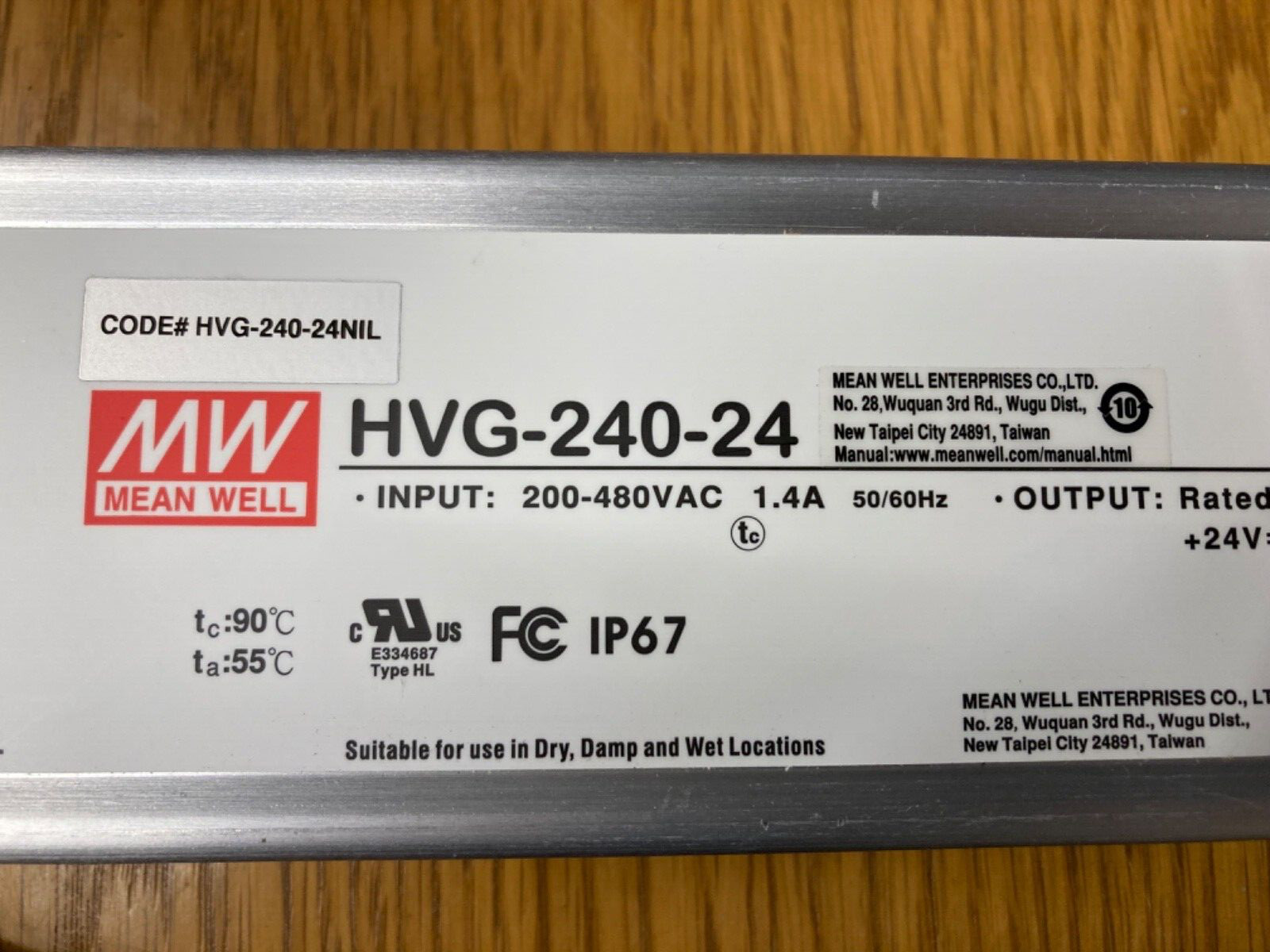 Mean Well HVG-240-24 Switching Power Supply 24V 10A 240W High Voltage input