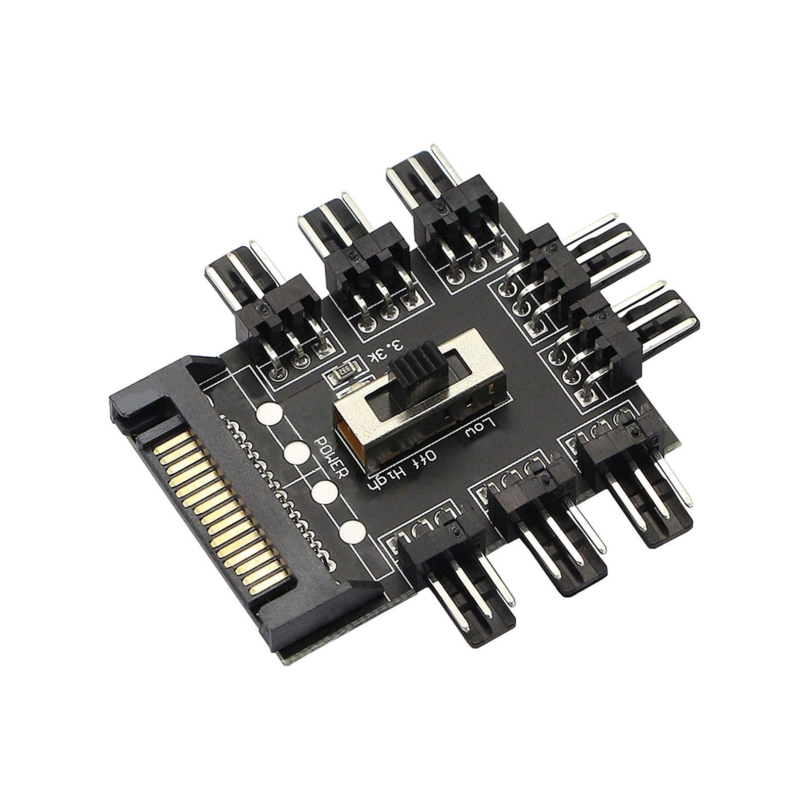 PWM Fan Hub, Fan Controller ,SATA 1 to 8 Way12V 3 PIN Cooling Fan Splitter Co…