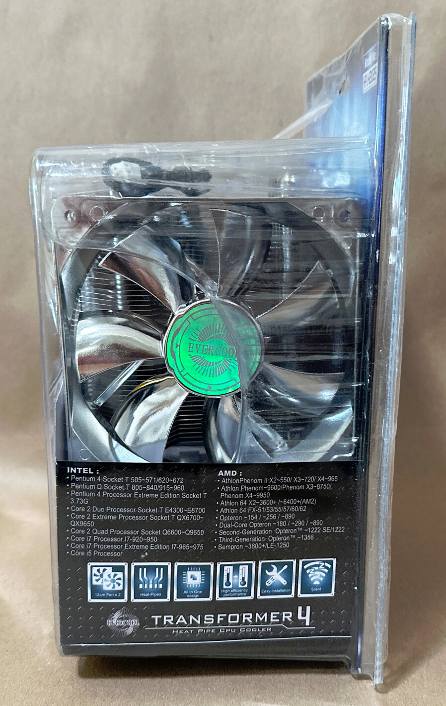 Evercool Transformer 4 Copper Heatpipe Dual-Fan CPU Cooler for LGA 775 1156 1366