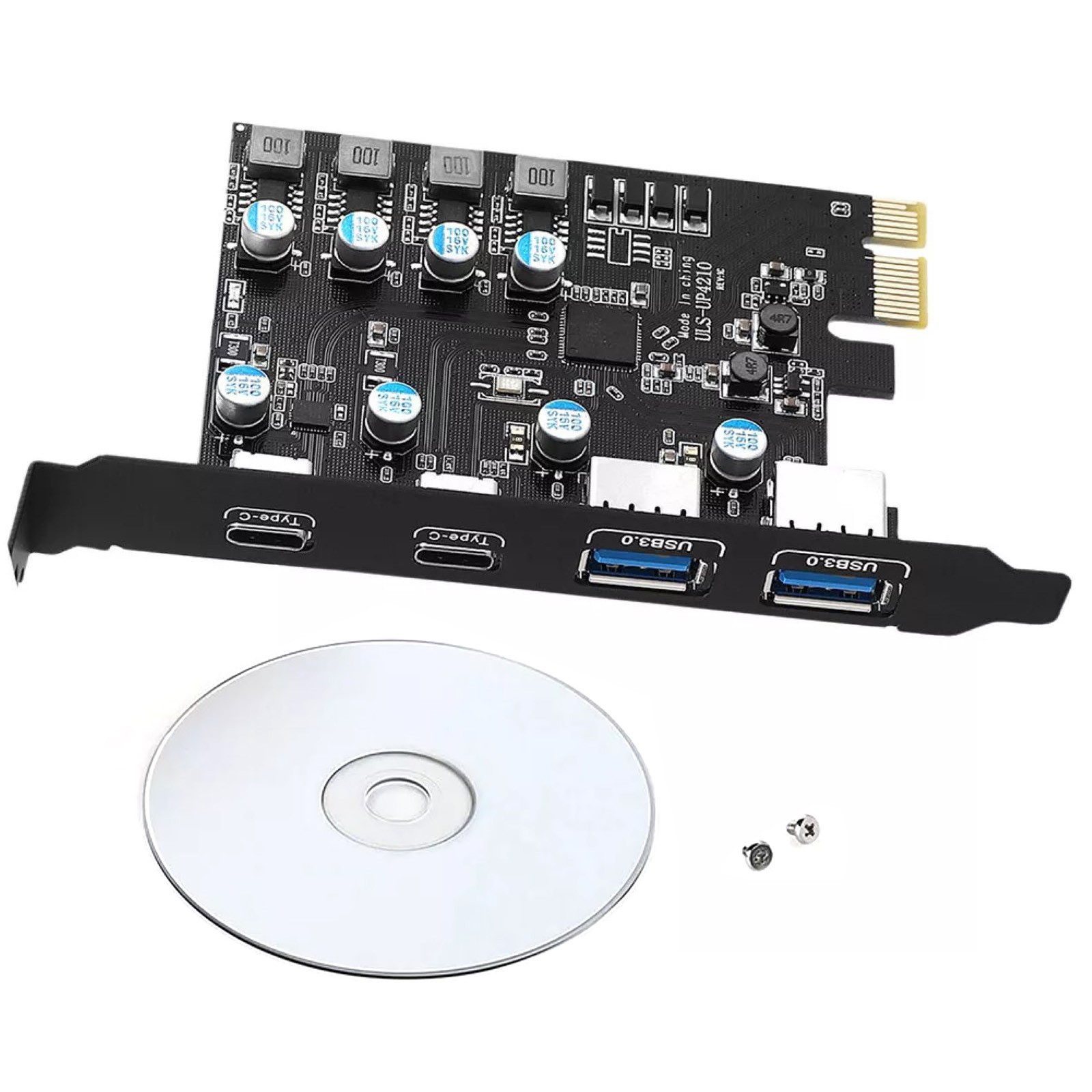 4Ports PCIE to USB 3.2 Gen 1 Expansion Card Converter Support PCIE X1/4/8/16