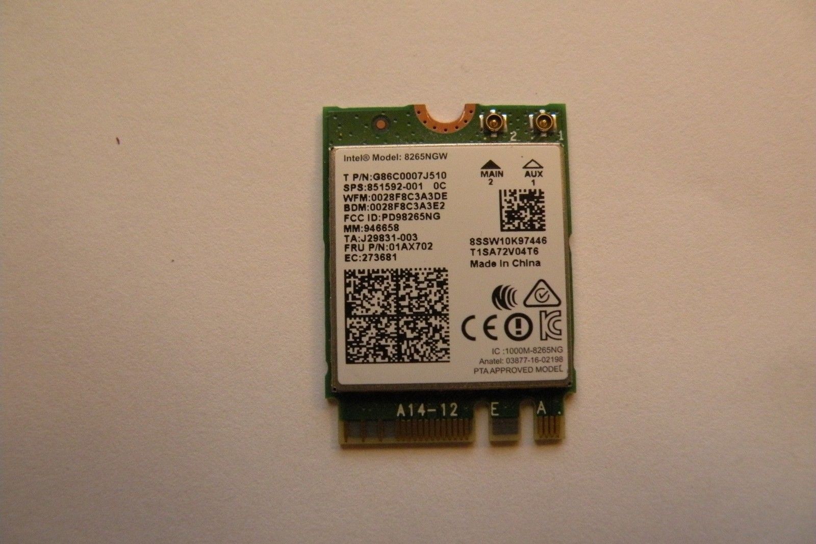 LENOVO Wireless CMB IN 8265 VPRO 8265NGW NGFF Dual Band 802.11ac 01AX702