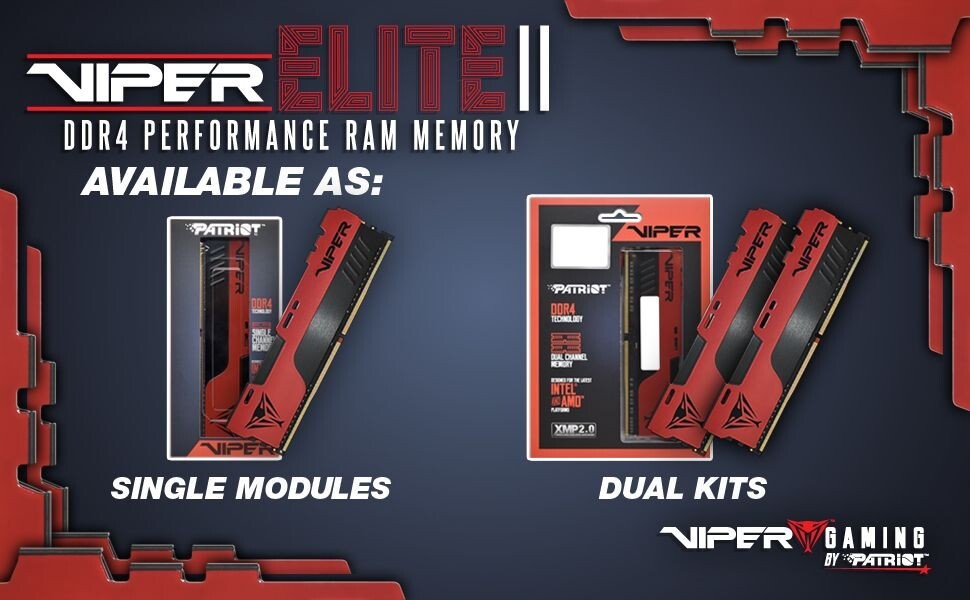 Patriot Viper Elite II 16GB 32GB 64GB DDR4 2666 3200 3600 4000 UDIMM PC Memory