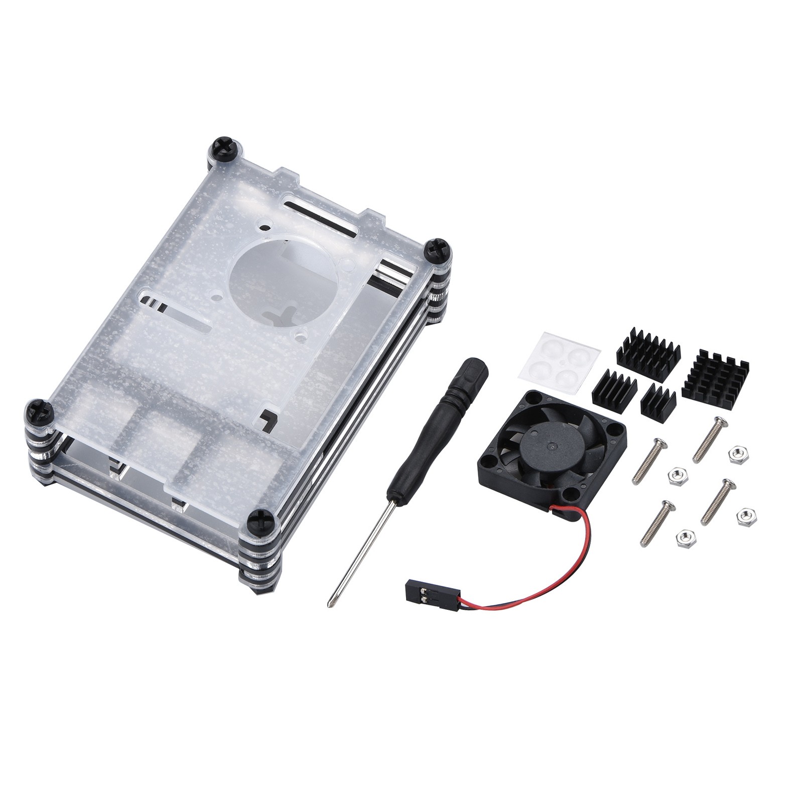 9 Layers Acrylic Case Clear Shell w/ Cooling Fan/Heatsink For Raspberry Pi 4B