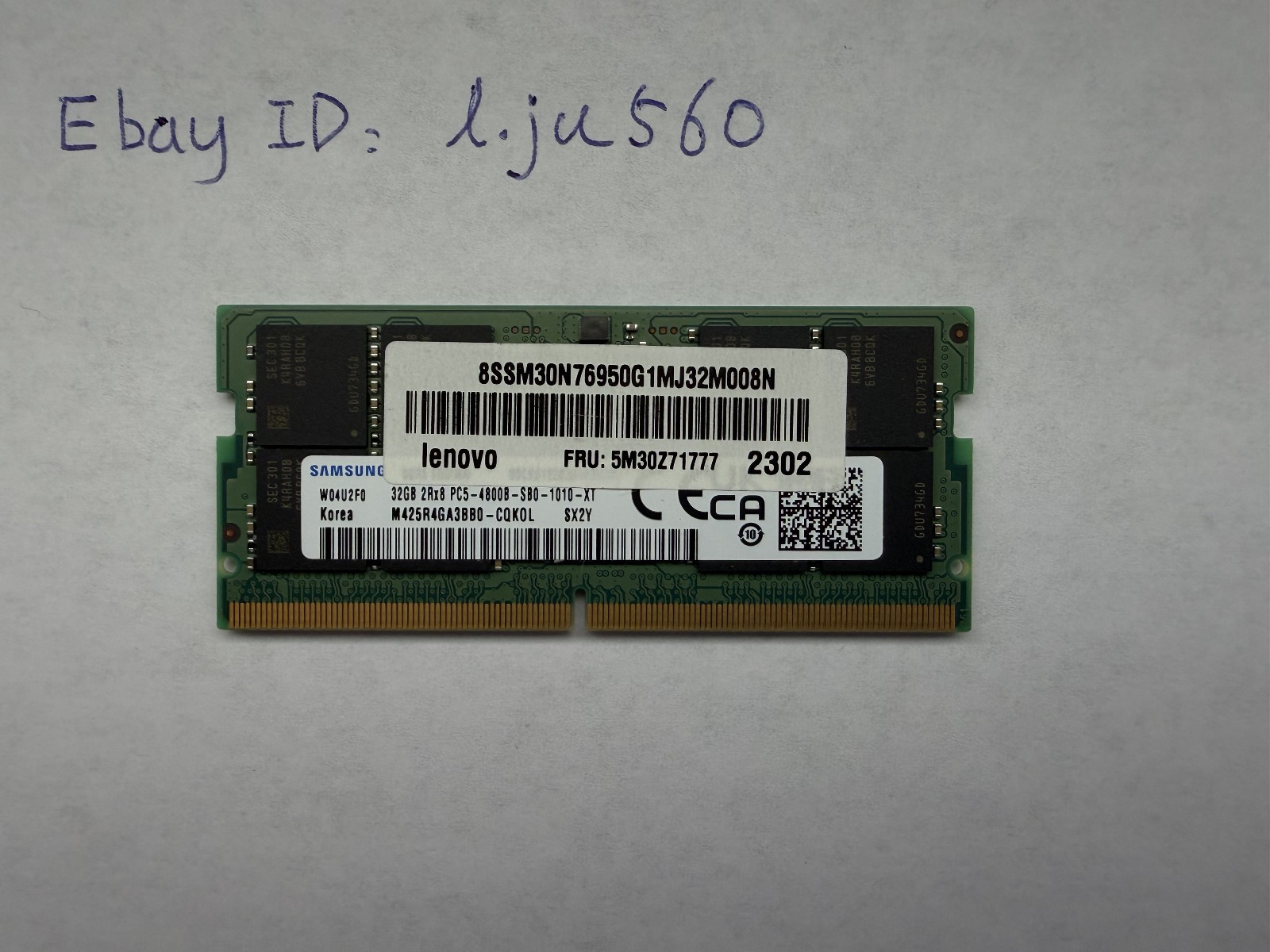Samsung 32GB DDR5 Laptop SODIMM RAM PC5-4800B PN:M425R4GA3BB0