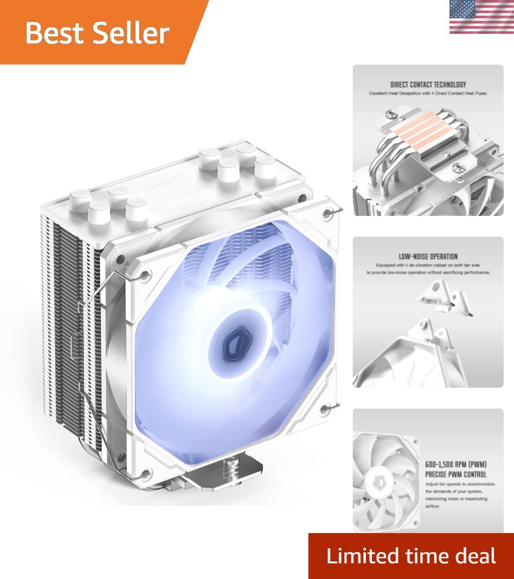 High-Performance CPU Cooler with 120mm Fan & 70 CFM Airflow – Easy Install