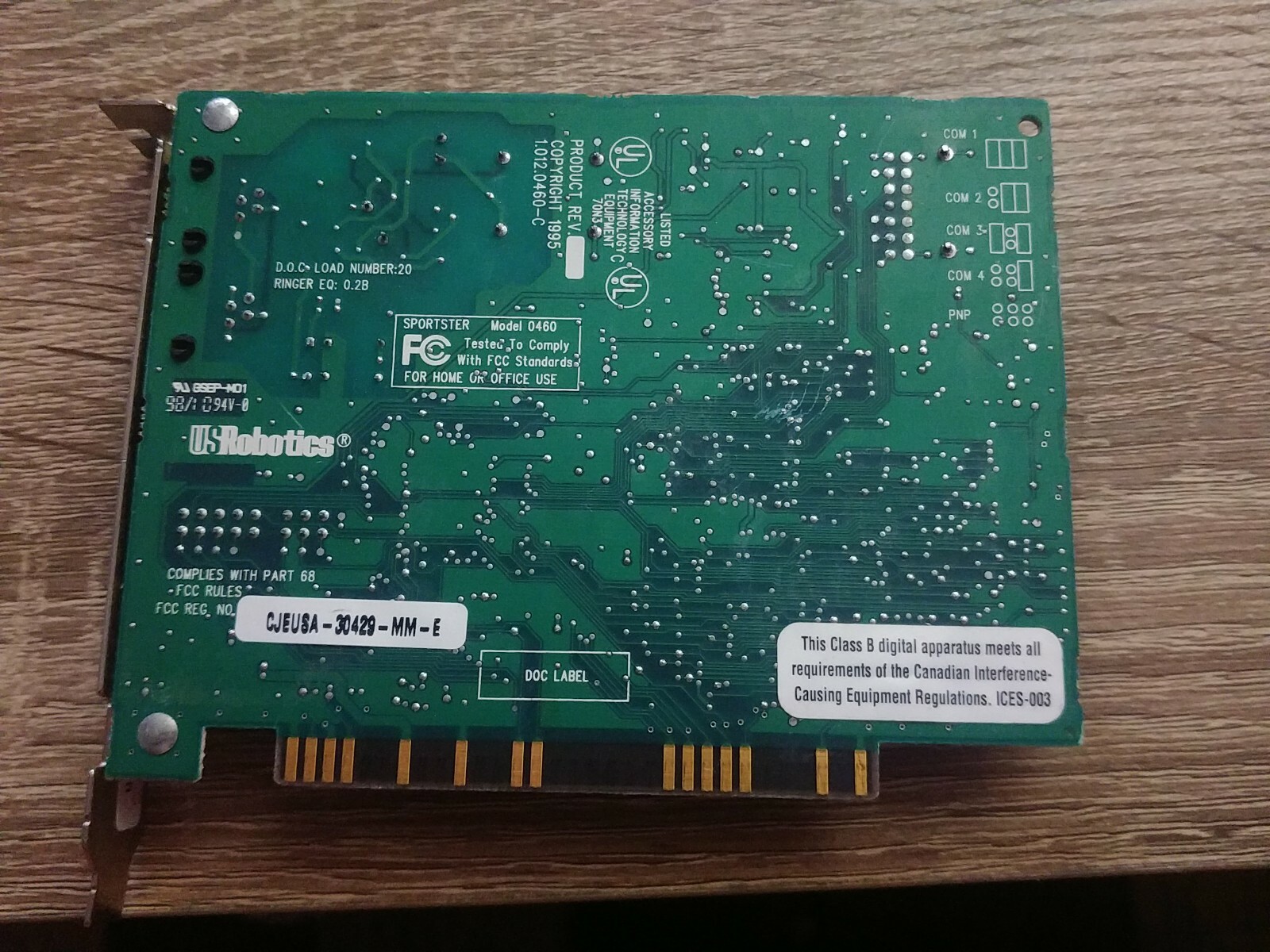 US Robotics 8 Bit ISA Sportster Model 0460 Internal Fax Modem