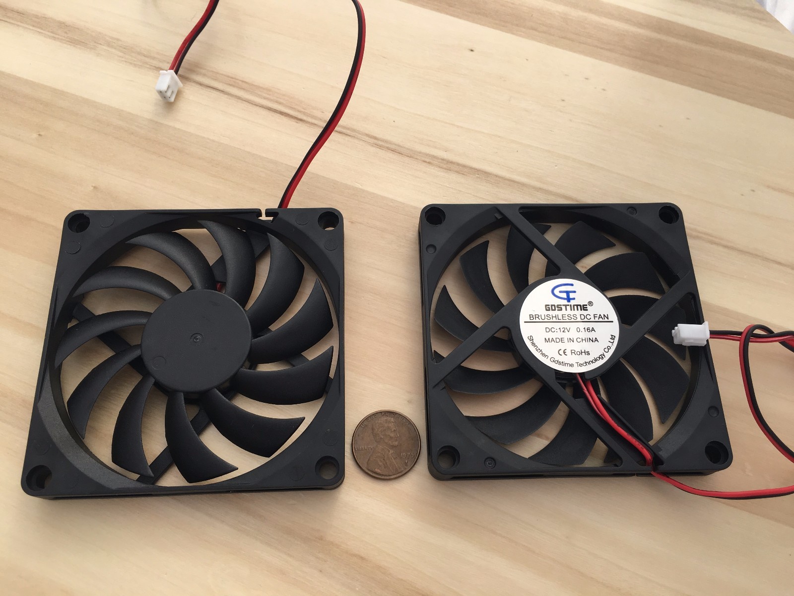2 Pieces 8010s Gdstime 12V 2pin 80x80x10mm DC Cooling Fan large brushless C6