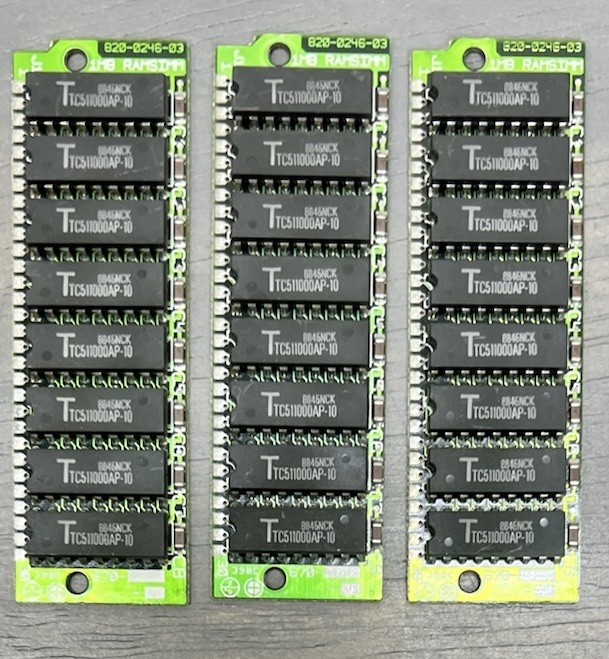 3 1988 Vintage Apple 30 Pin Single In-line Memory 1 MB Ramsimm 820-0246-03