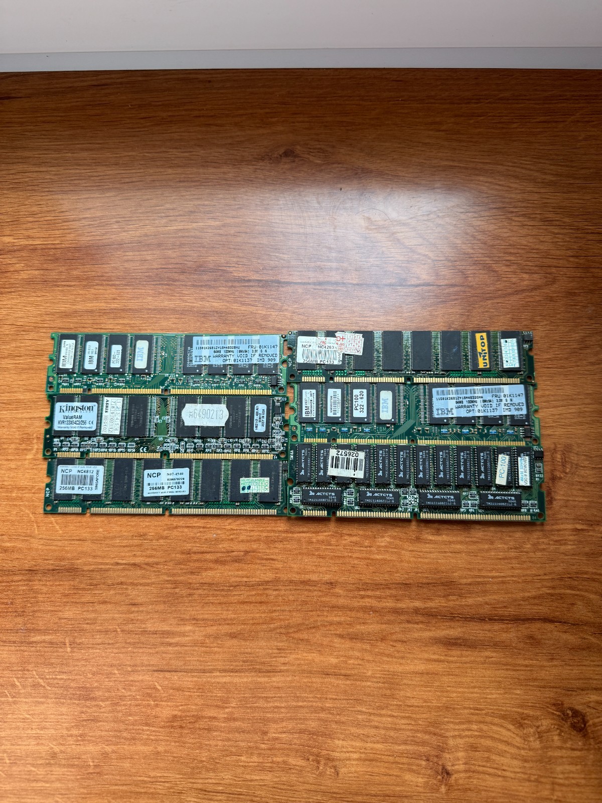 6x Mixed Vintage SDRAM Memory PC100 PC133 IBM 256MB 64MB Retro PC Untested