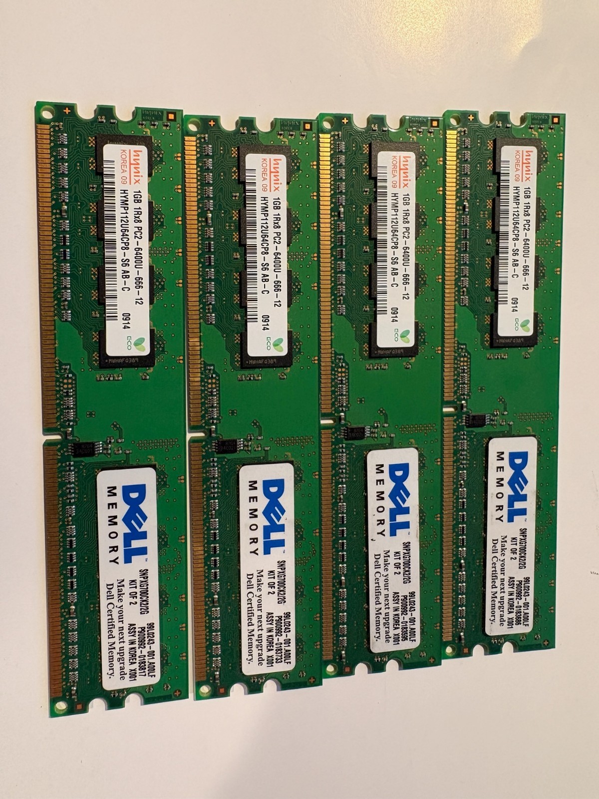 One Hynix 1GB ram Module 2rx8 Pc2-6400U-666-12. (Lot of 4)