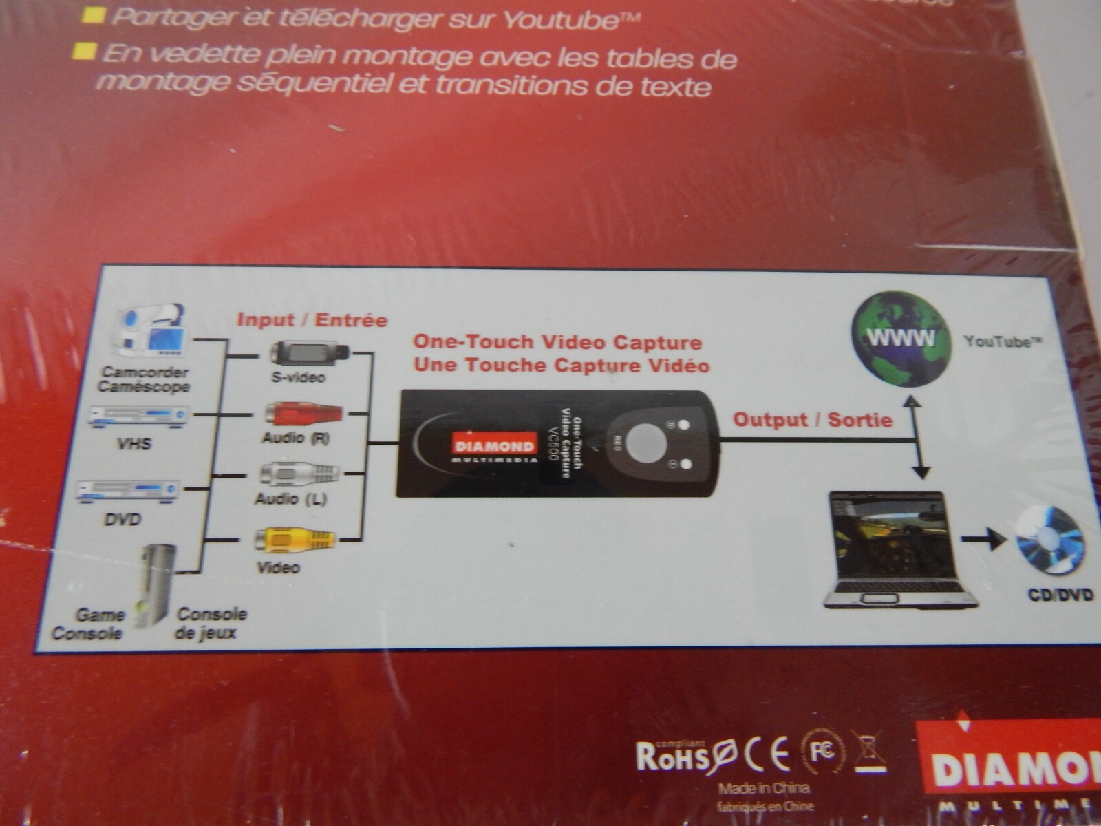 Diamond VC500 One Touch USB Video & Audio Capture Device – Black
