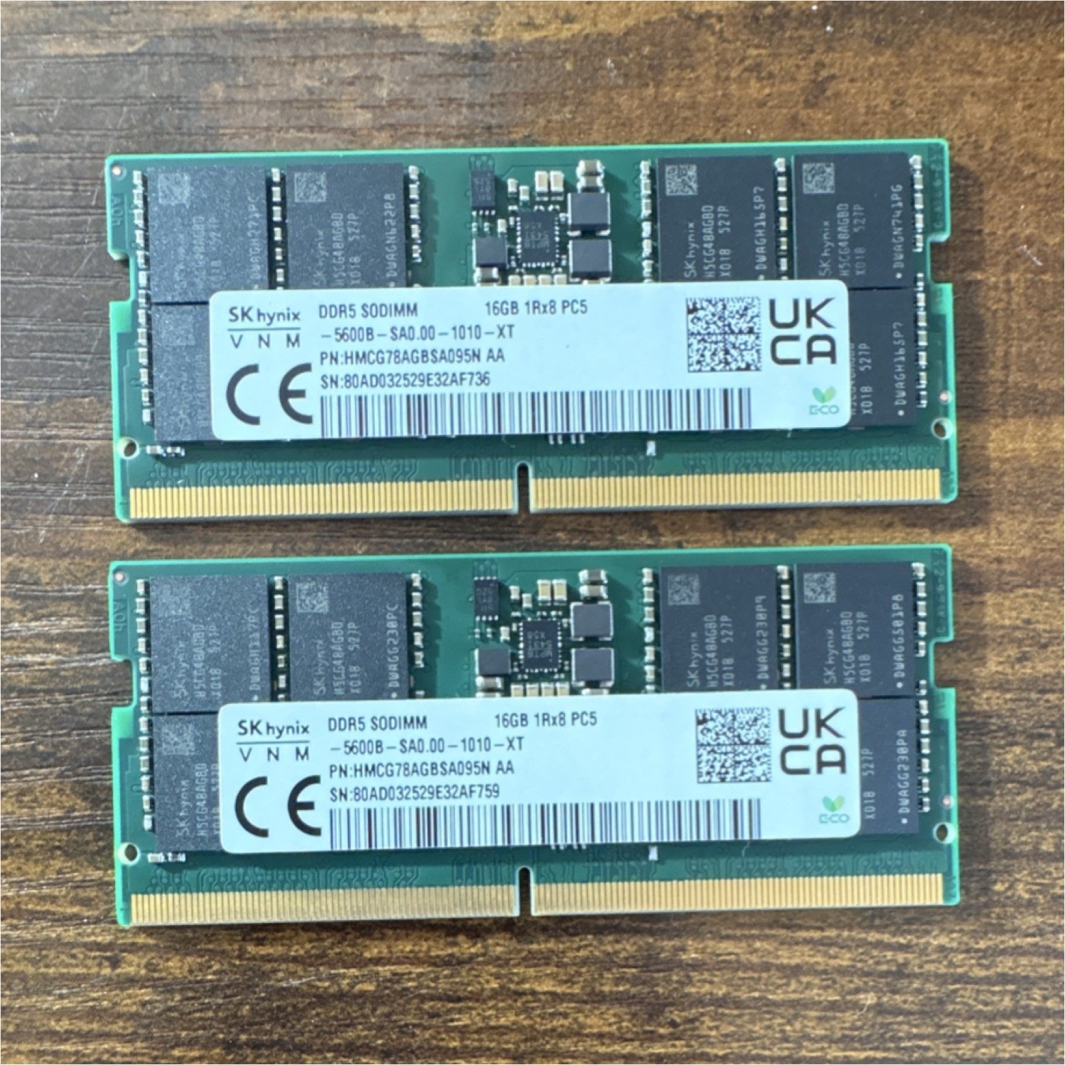 SK hynix 32GB DDR5 SODIMM 2x 16GB PC5-5600B RAM Modules HMCG78AGBSA095N AA
