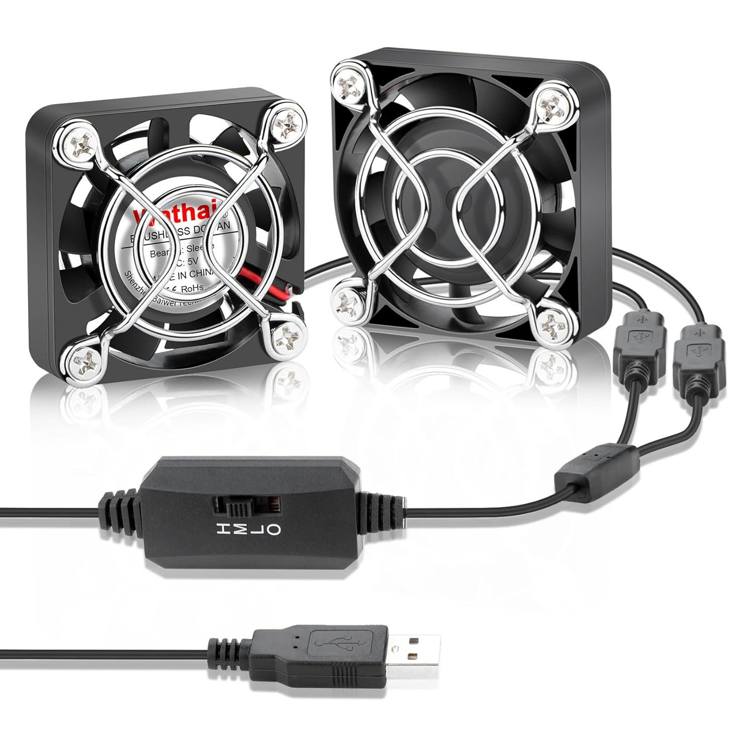 Wathai 2Pcs 40Mm USB Cooling Fan 5V 4010 Mini PC Fan with Speed Controller | 2-I