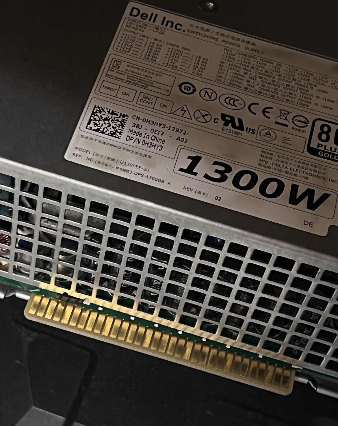 Dell T7600 T7610 1300W Power Supply D1300EF-00 H3HY3 0H3HY3 CN-0H3HY3 OH3HY3