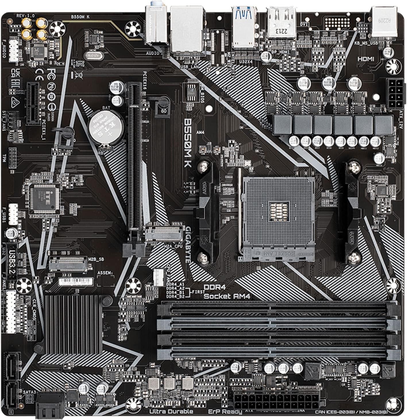 Advanced B550M K AM4 Motherboard for Ryzen Solutions | USB 3.2 Gen 1 Support