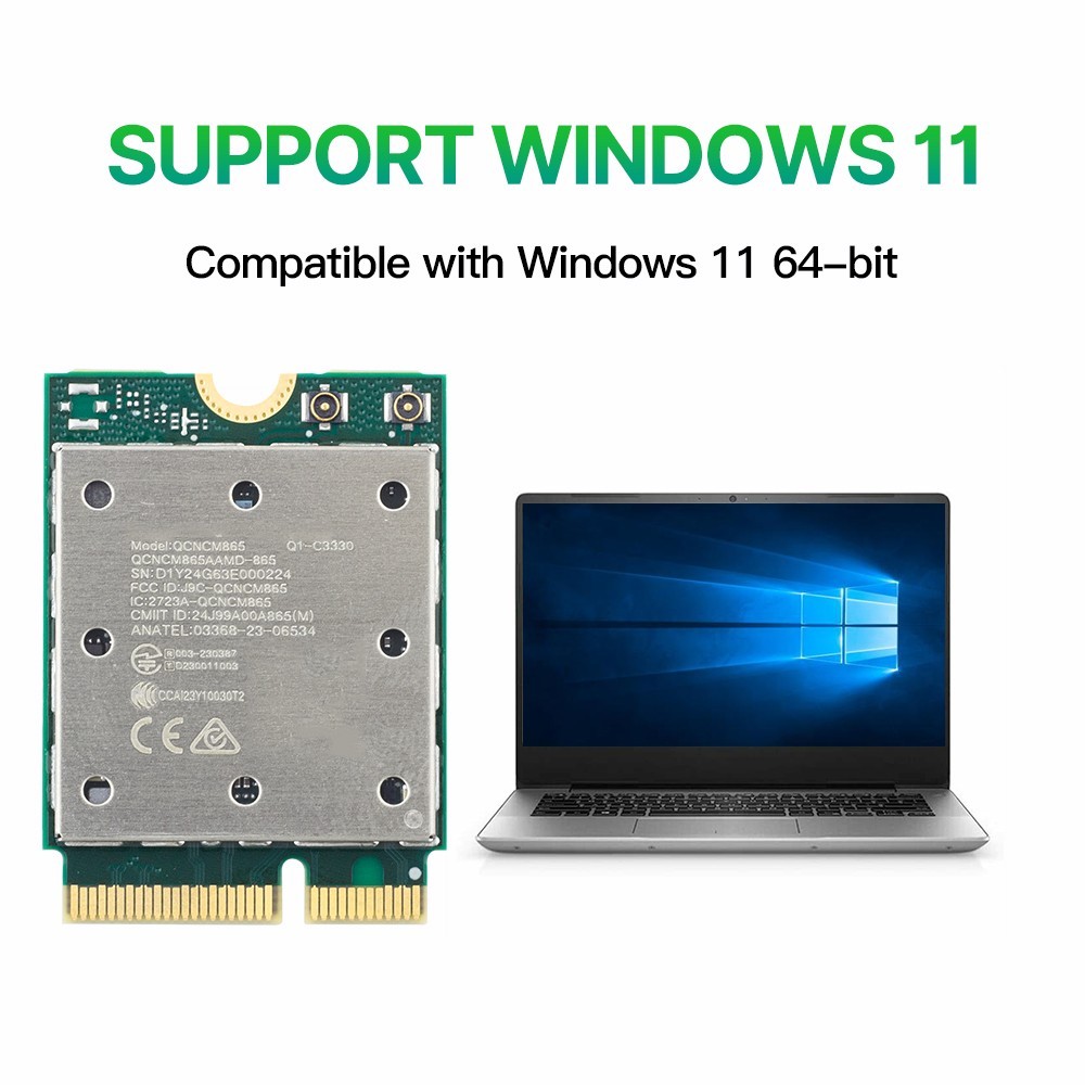 QCNCM865 WiFi 7 M.2 Key E Card 5800Mbps Tri-Band BT5.3 MLO for AMD Intel Win 11