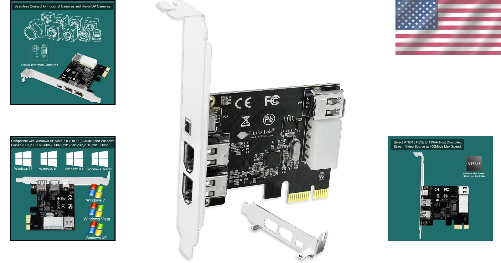 FireWire 400 Expansion Card for Windows PCs – 4 Ports 1394A