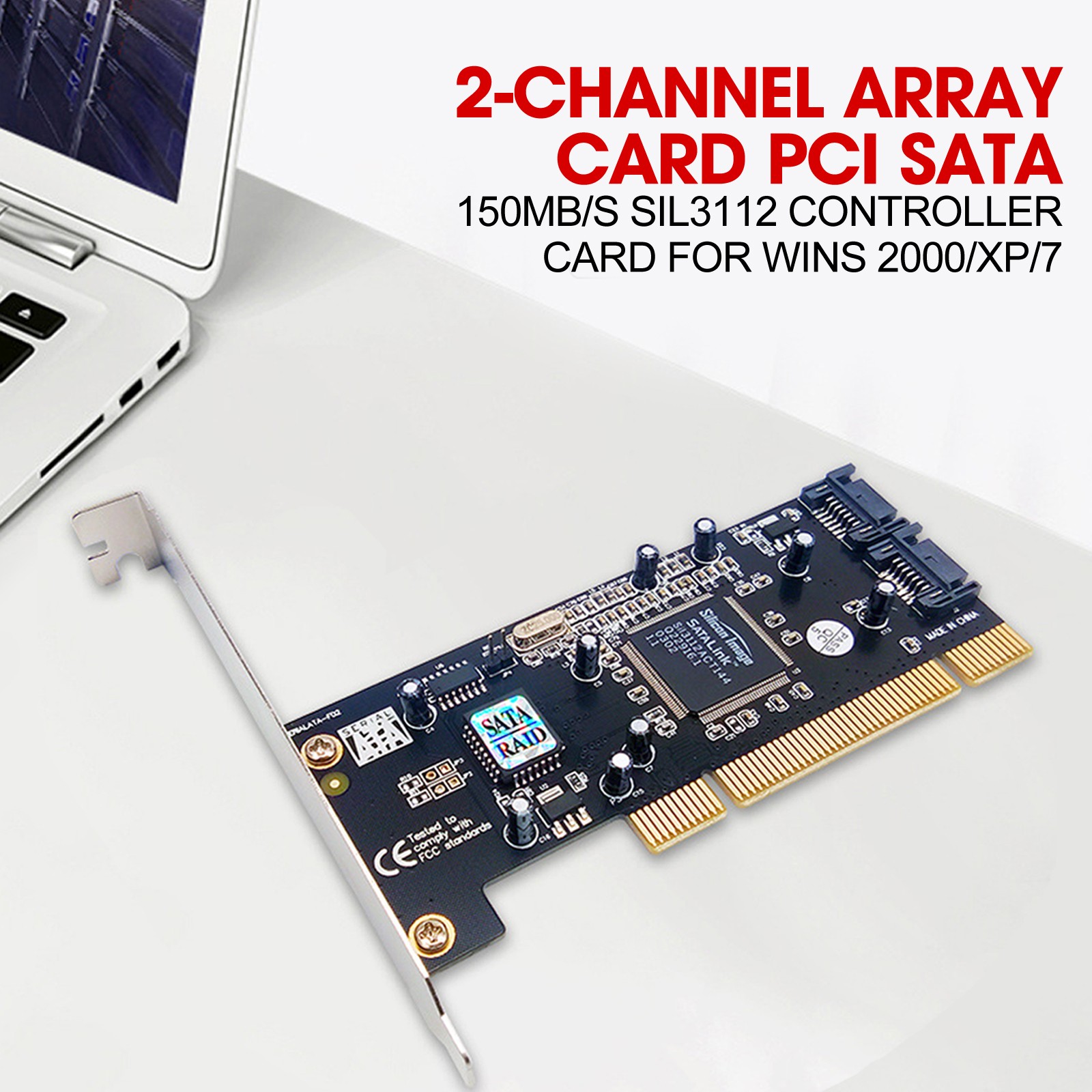 2-Channel Array Card PCI SATA 150MB/s SIL3112 Controller Card for WINS 2000/XPMS