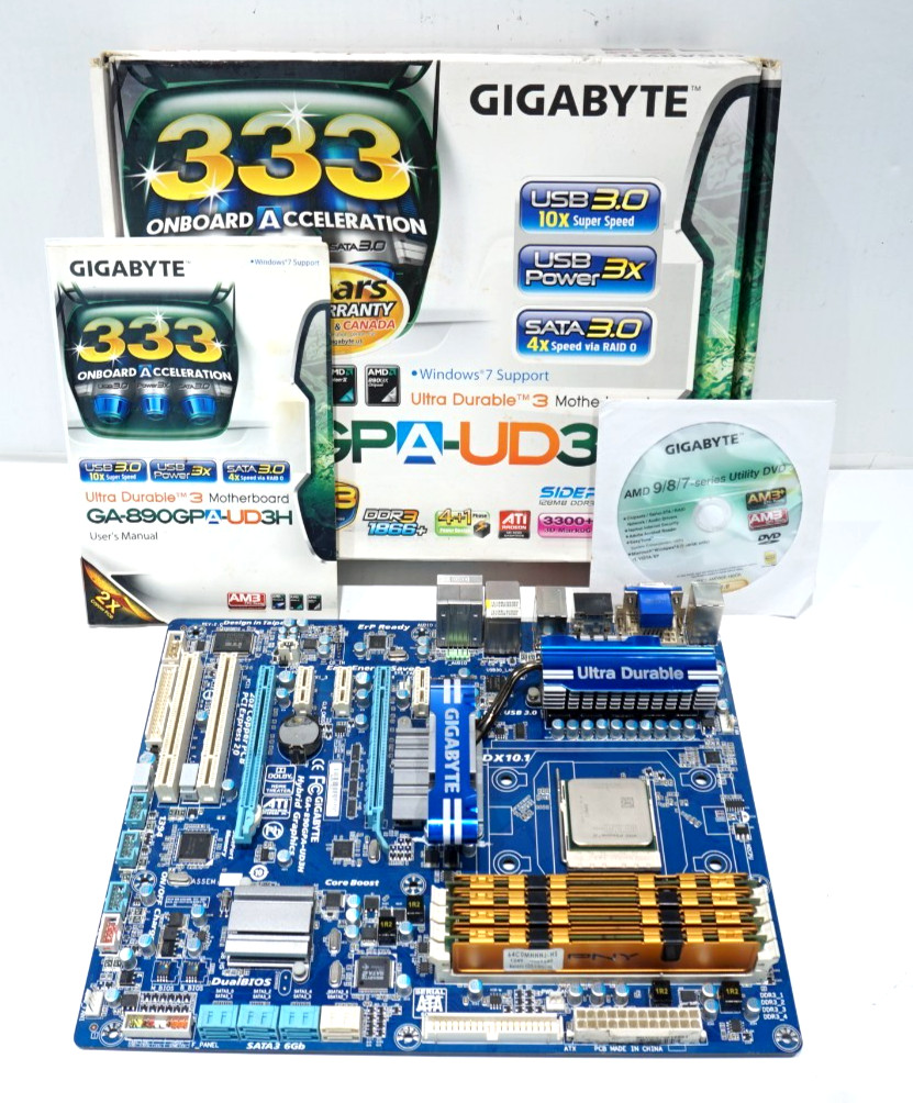 GIGABYTE 890GPA-UD3H ULTRA DURABLE 3 MOTHERBOARD w/AMD PHENOM BLACK ED II X2 550