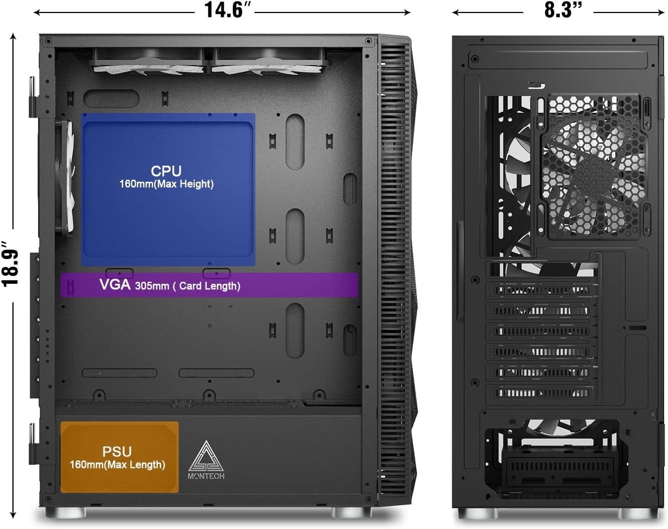 [READ DESC] Black Montech X3 ATX MidTower Case w/ Tempered Glass