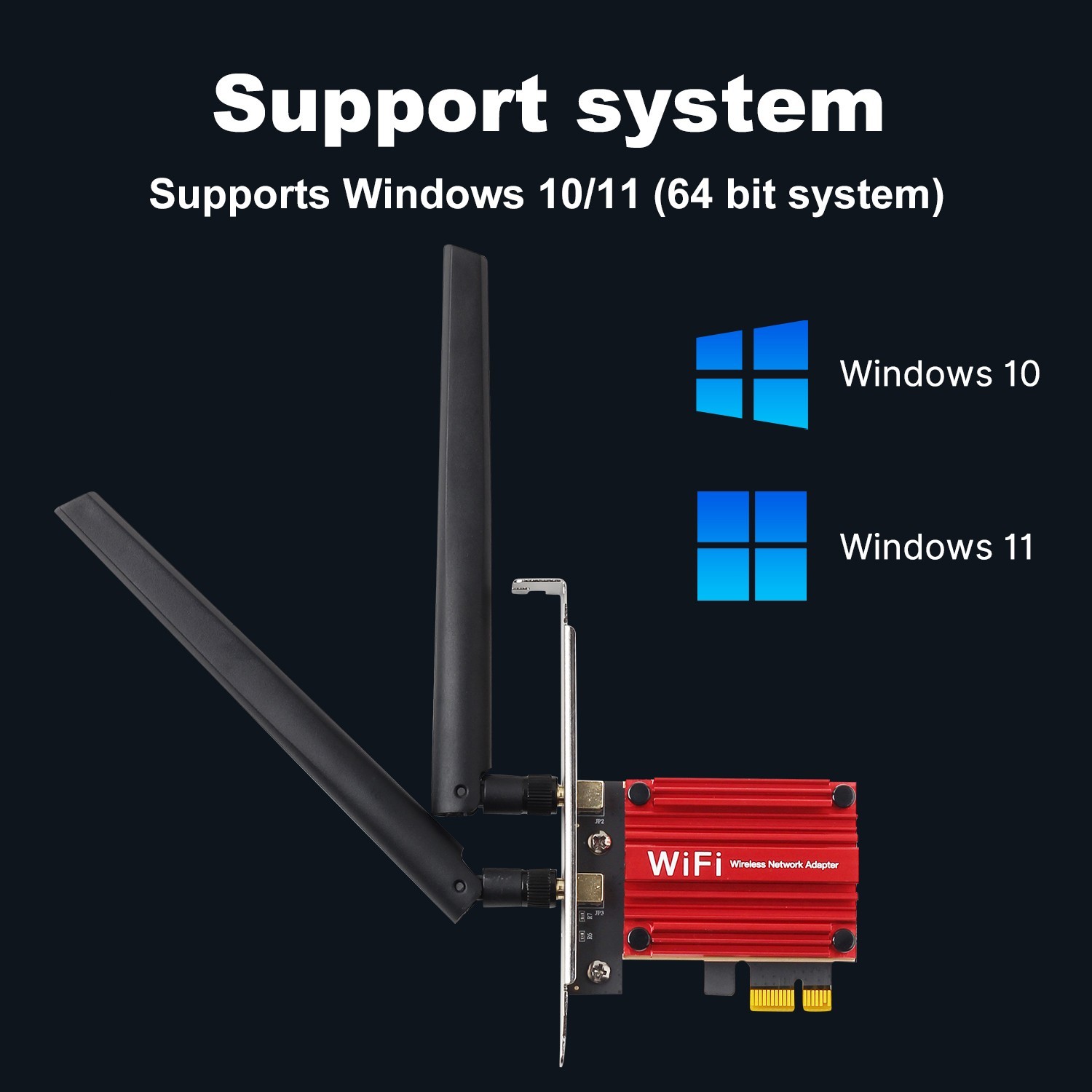 AX3000 WiFi 6 PCIe Card AX200 Chip 802.11ax BT5.2 Dual-Band for Desktop Win10/11