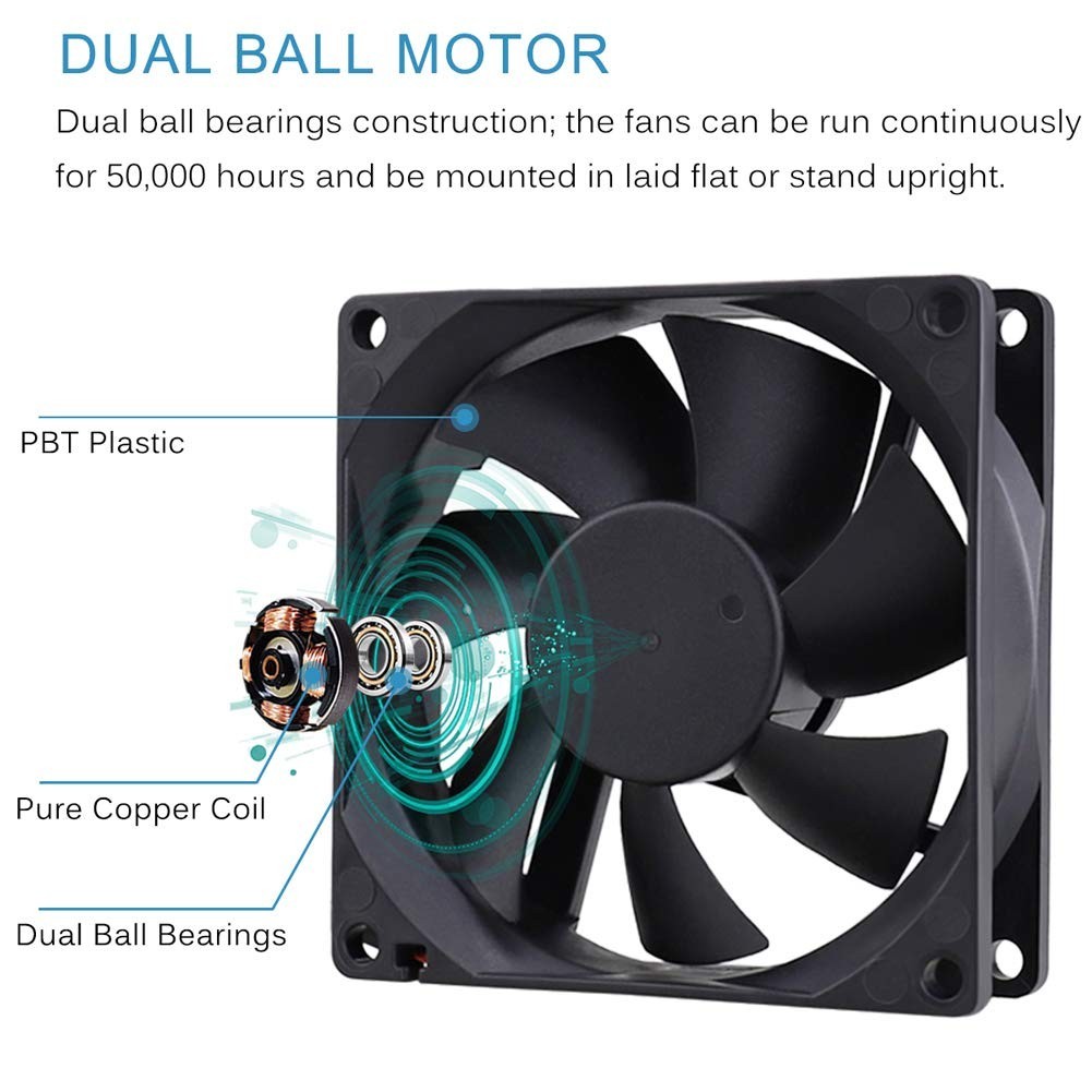 Whisper-Quiet 80mm Brushless DC Cooling Fan – 59 CFM Airflow Performance
