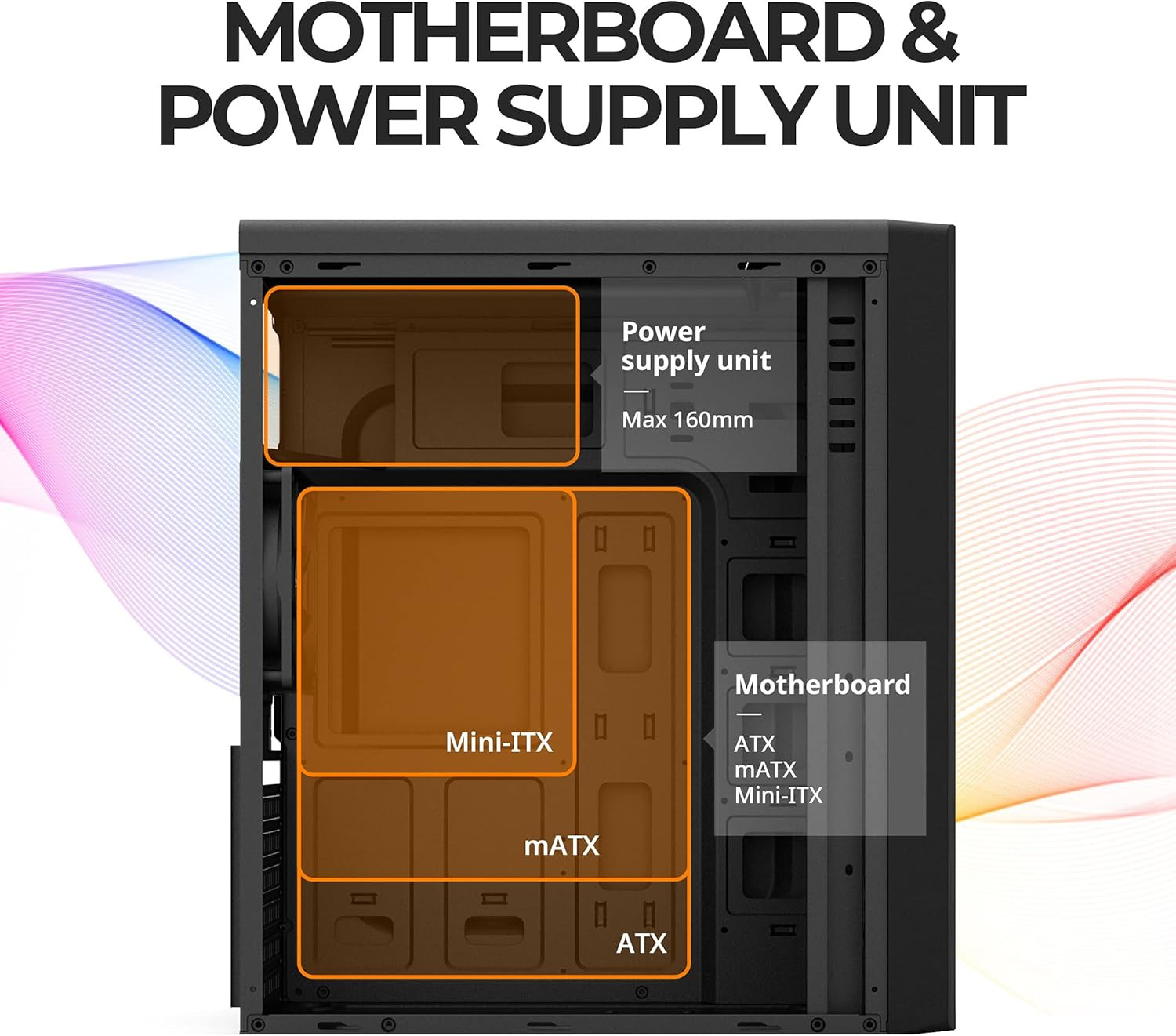 T6 ATX Mid Tower Computer PC Case, Pre-Installed 120Mm Fan, 5.25 ODD, USB 3.0, P
