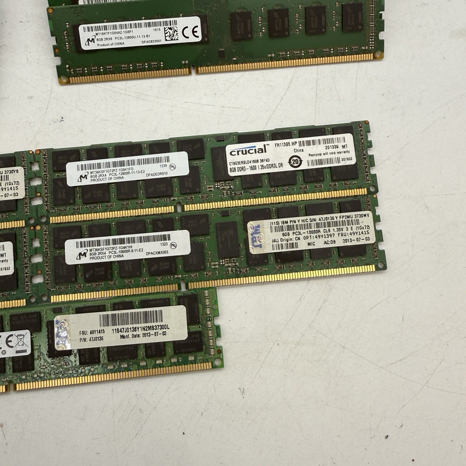 LOT OF 72 – 8GB DDR3 PC3/PC3L DIMM Desktop Memory RAM – Mixed Brands & Speed -J7