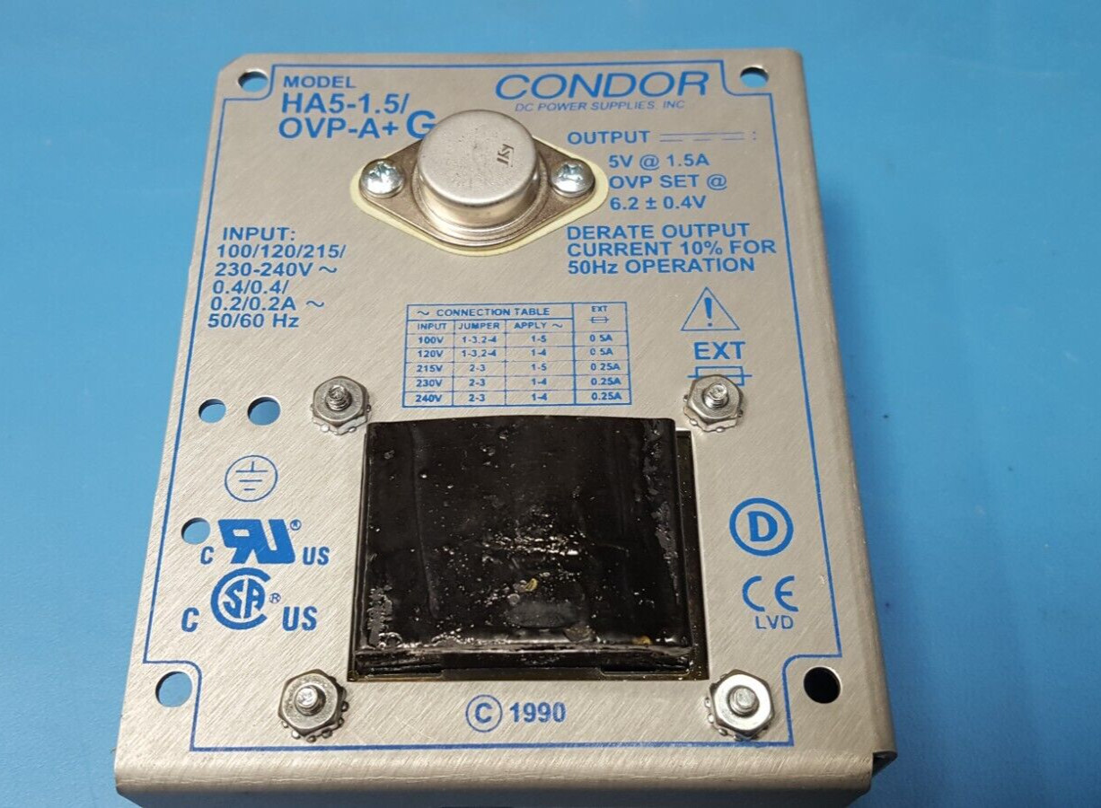 POWER SUPPLY , HA5-1.5-OV-A+G , SL Power /CONDOR ,100-240VAC OUTPUT: 5VDC/1.5A