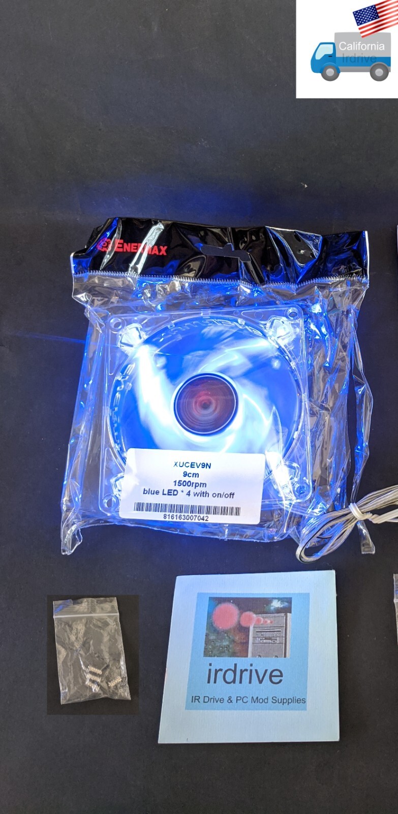 6pack:Enermax Twister 90mm Blue LED 3pin 12V ON/OFF CPU/Case Cooler Fan XUCEV9N